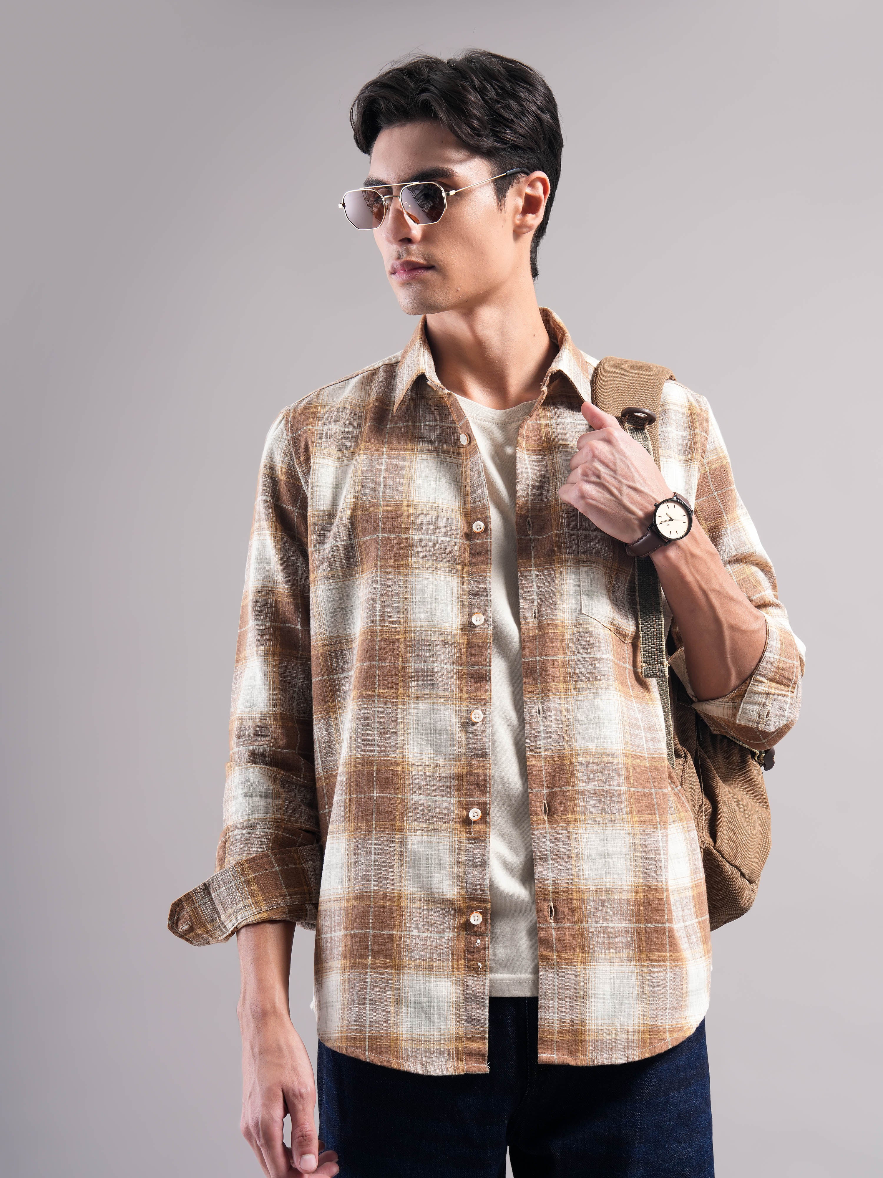 Men Cotton Checked Shirts