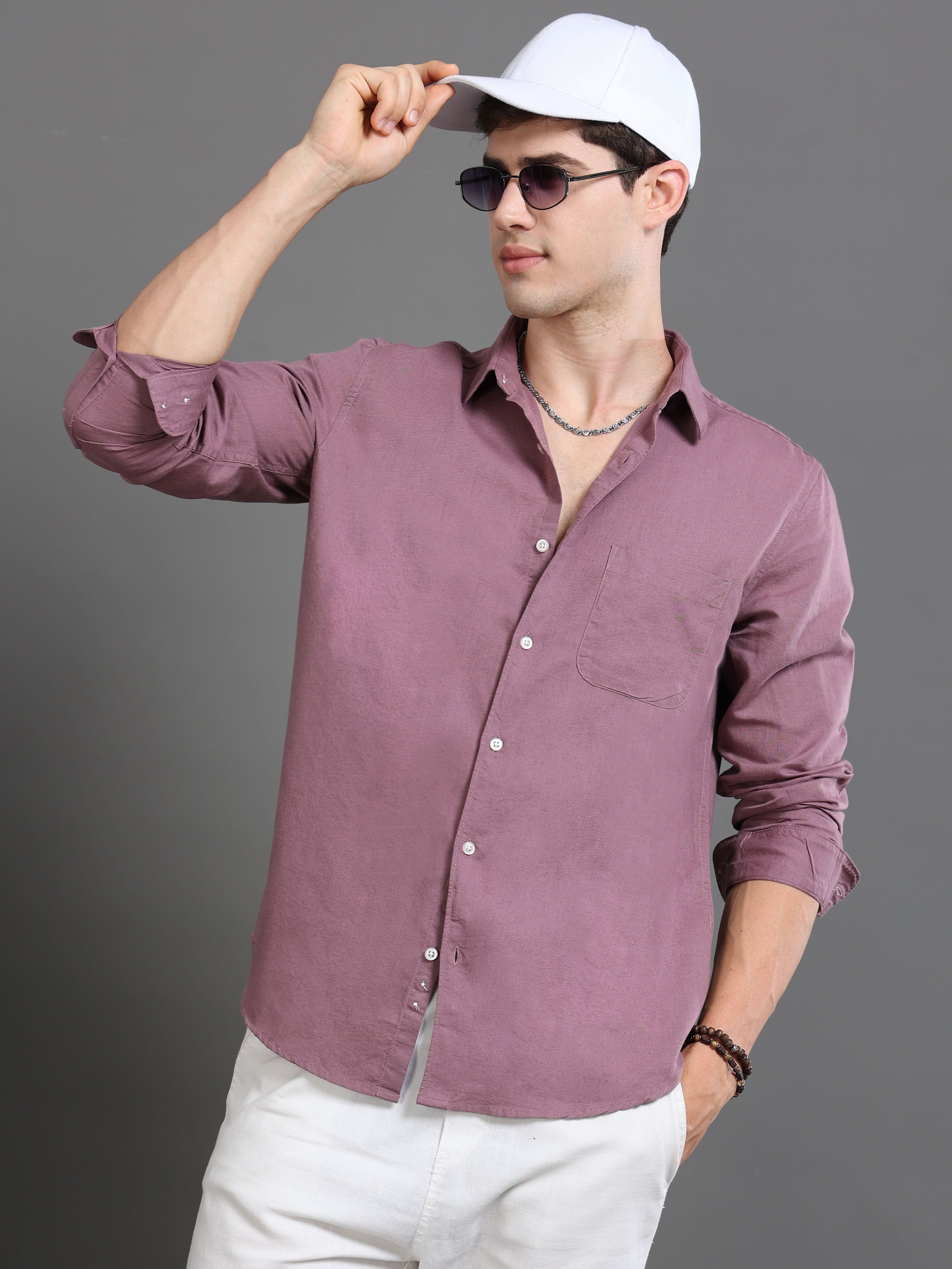 Men Mauve Slim Fit Shirt