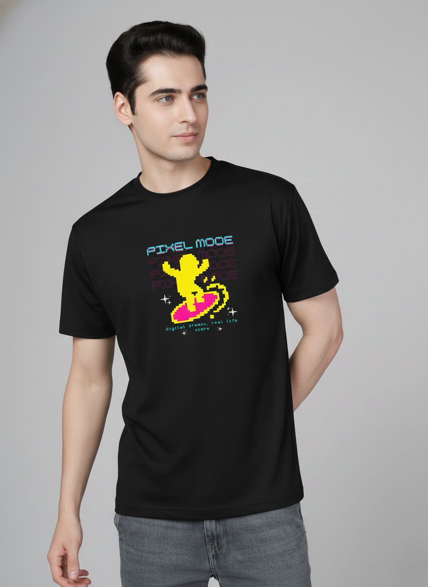 Men Cotton Black Printed Tshirt