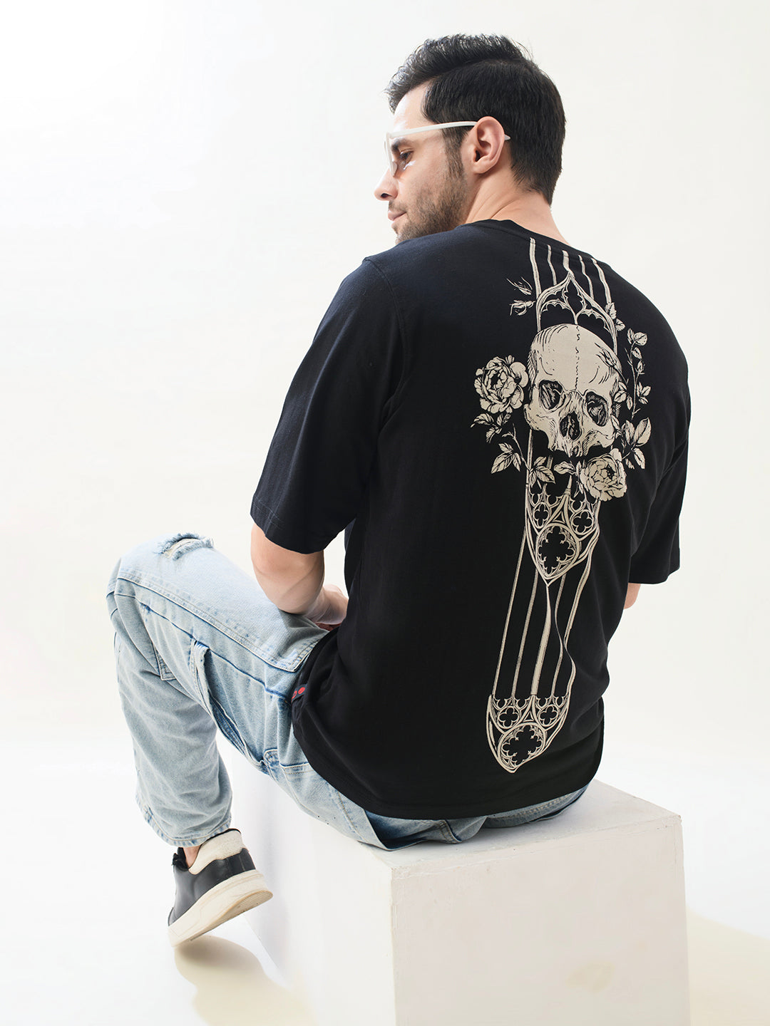 Men Black Cotton Oversized T-Shirt