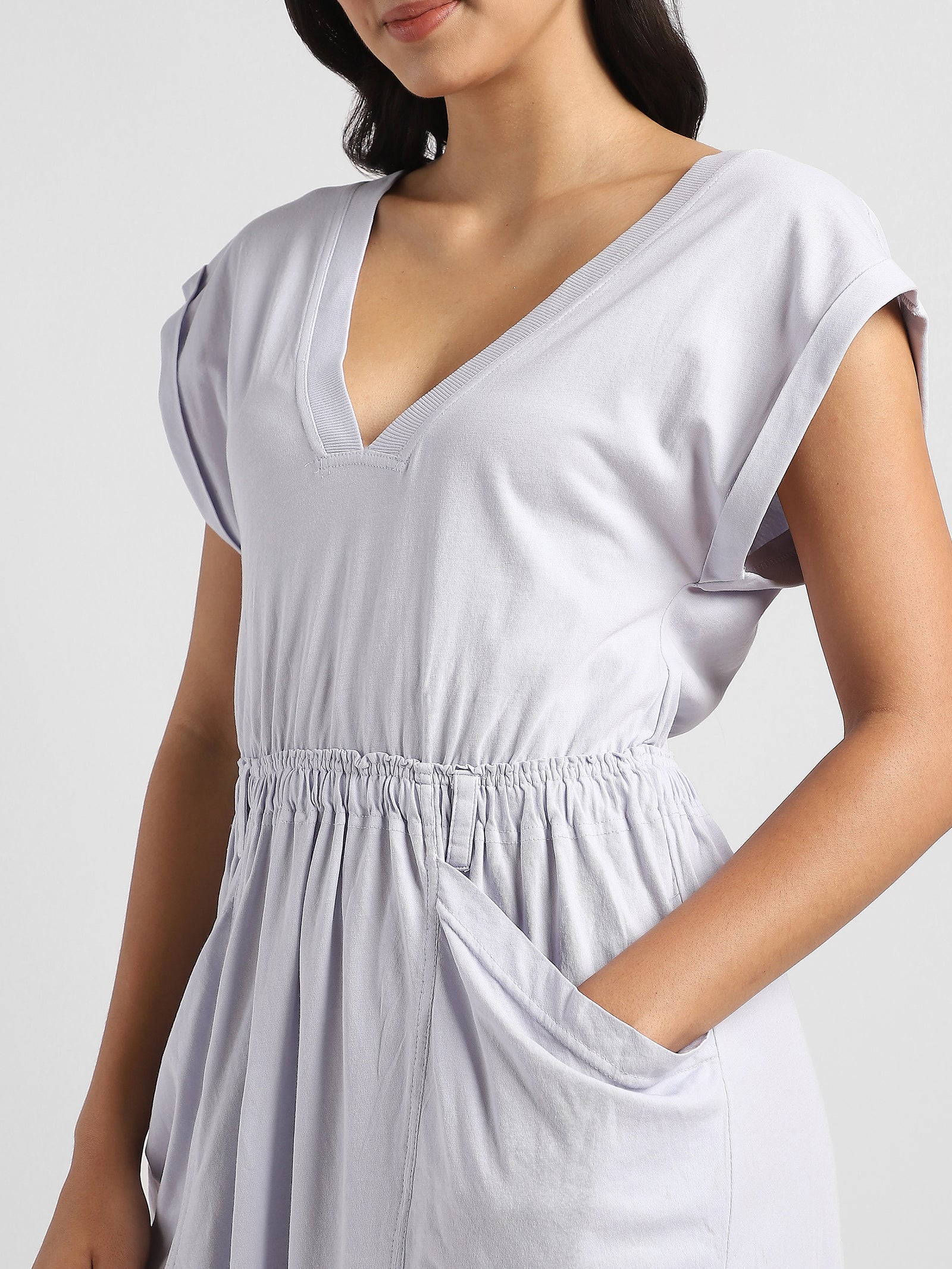 Women Lavender Maxi Dress with Side Slit
