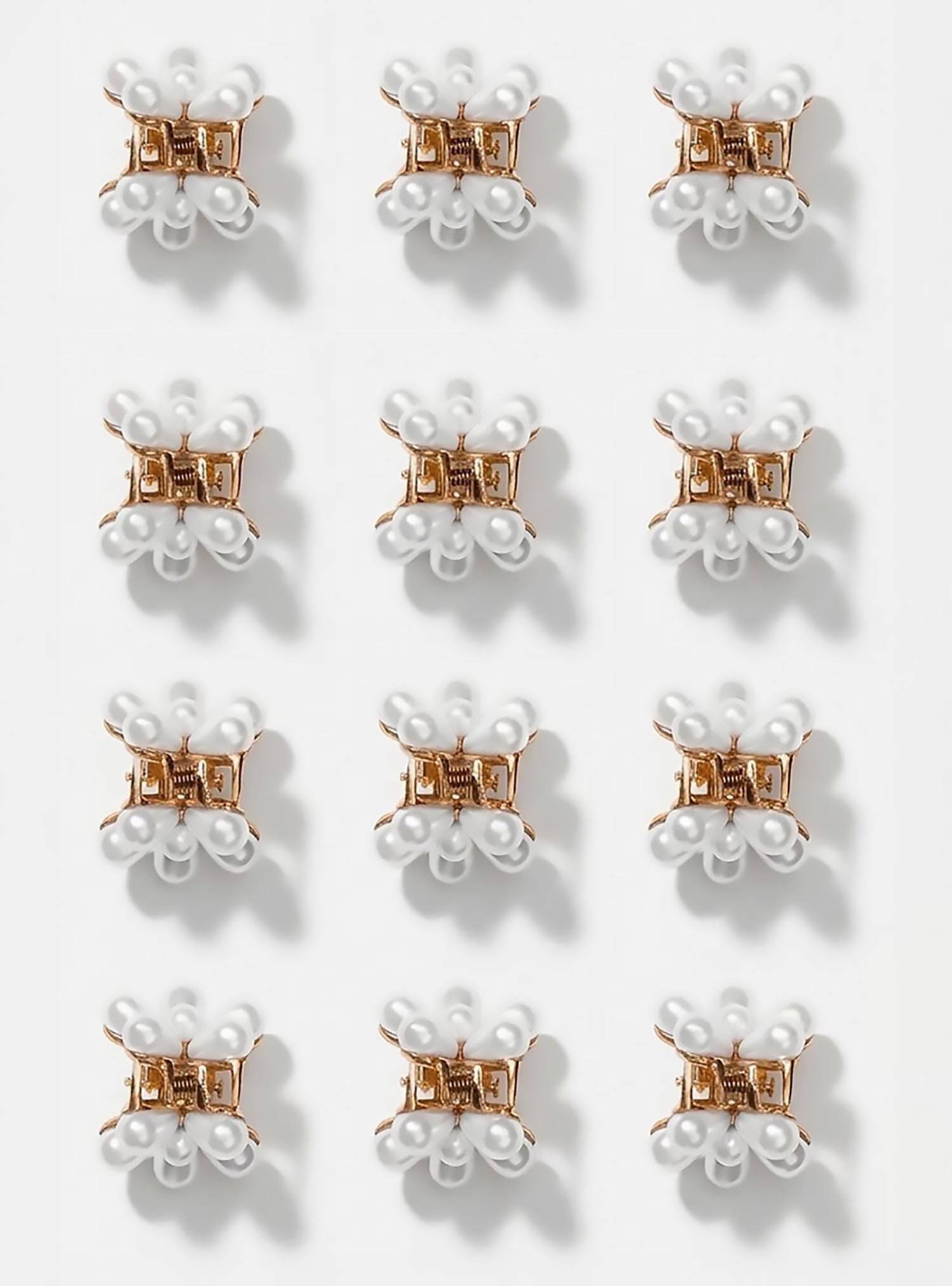White Flower Hair Pins Set of 10
