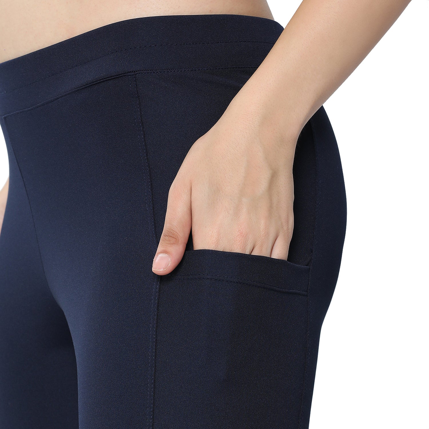 Women Navy Ankle Length Yoga Pant