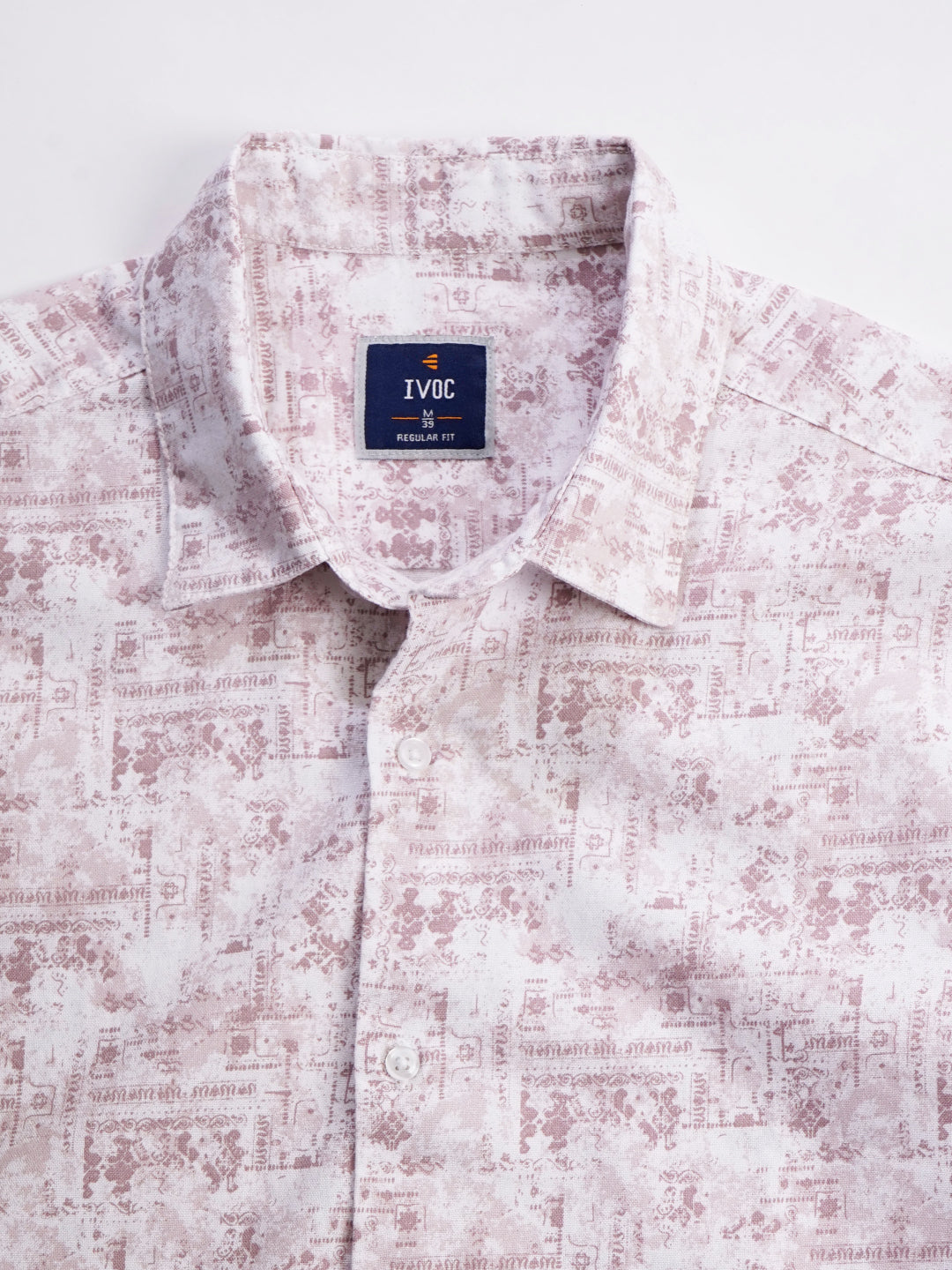 Men Peach and White Abstract printed Shirt
