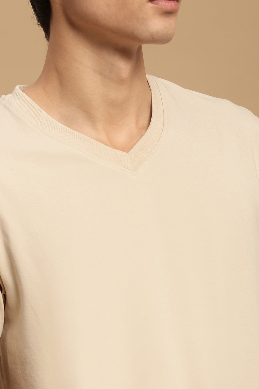 Men Beige Half Sleeve T-Shirt