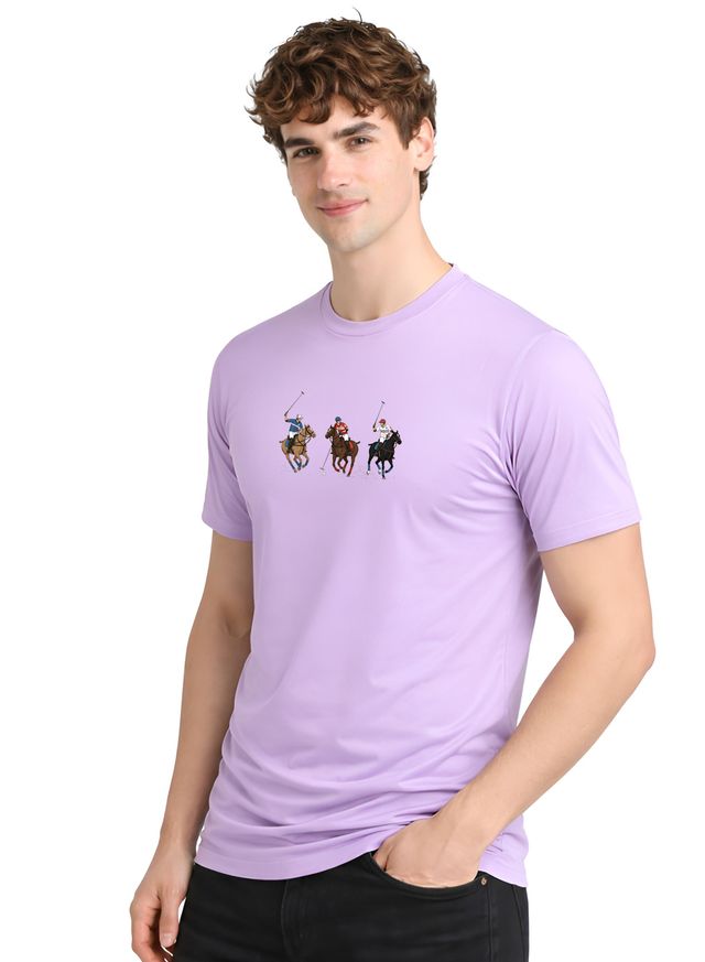 Men Lavender Cotton Printed T-Shirt