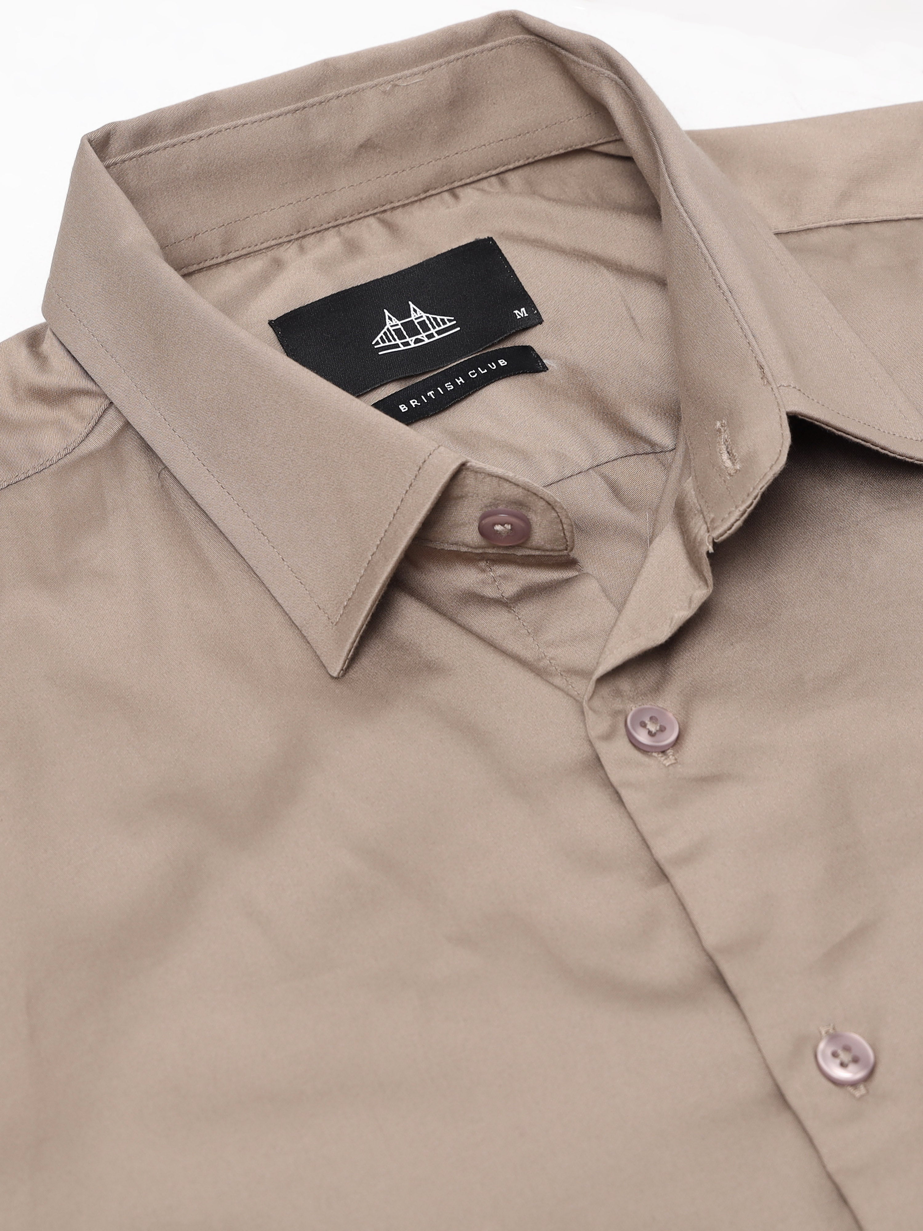 Men Khaki Solid Shirt