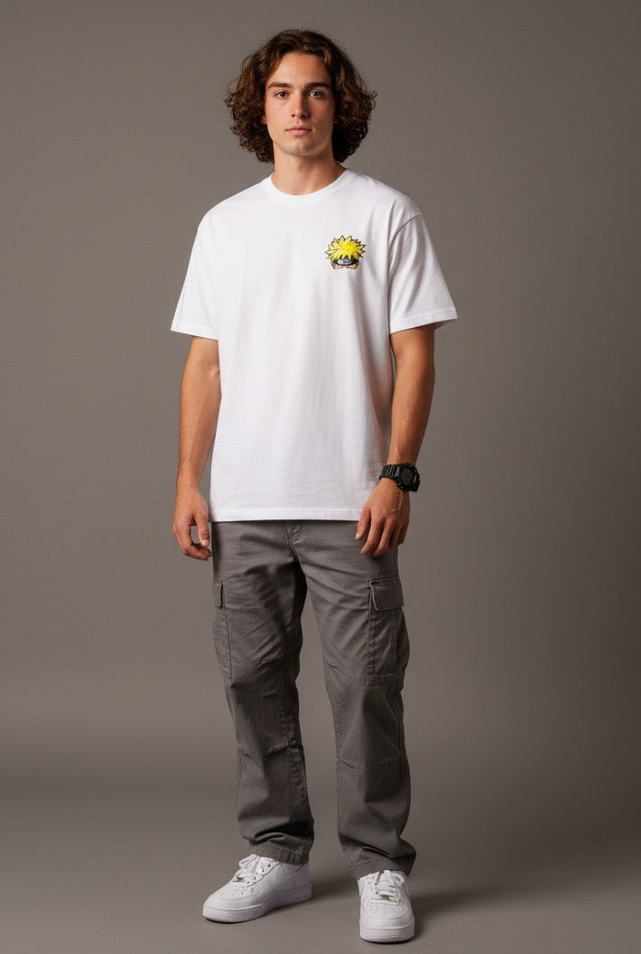Men White Graphic Cotton Oversized T-Shirt