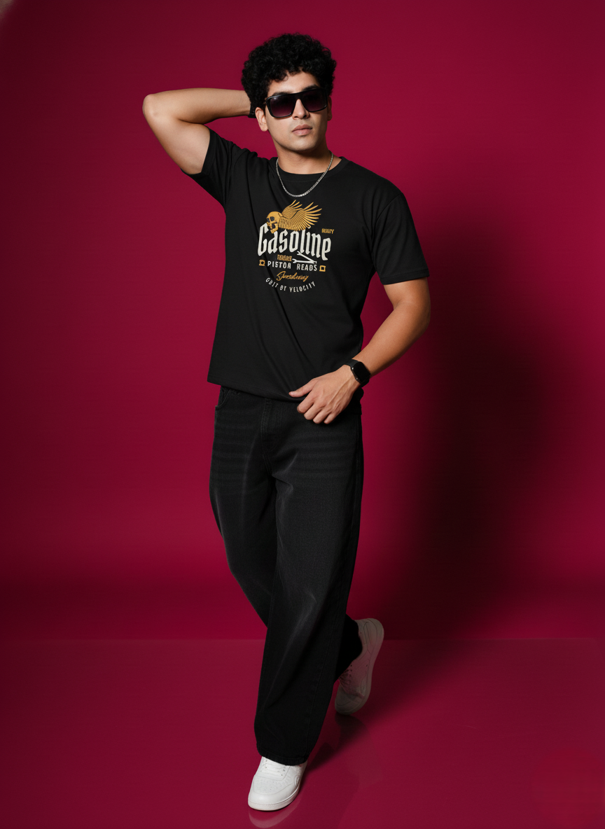 Men Round Neck Cotton T-Shirt