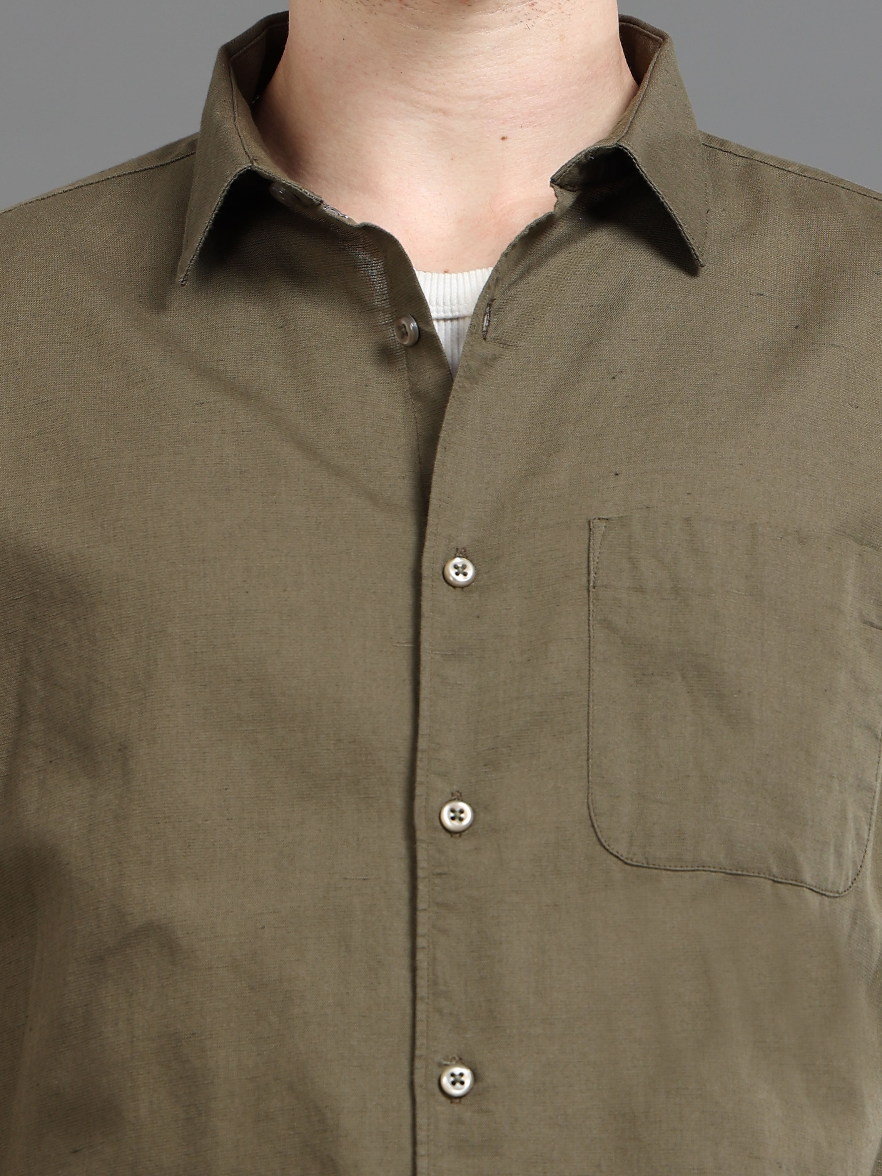 Men Olive Slim Fit Shirt