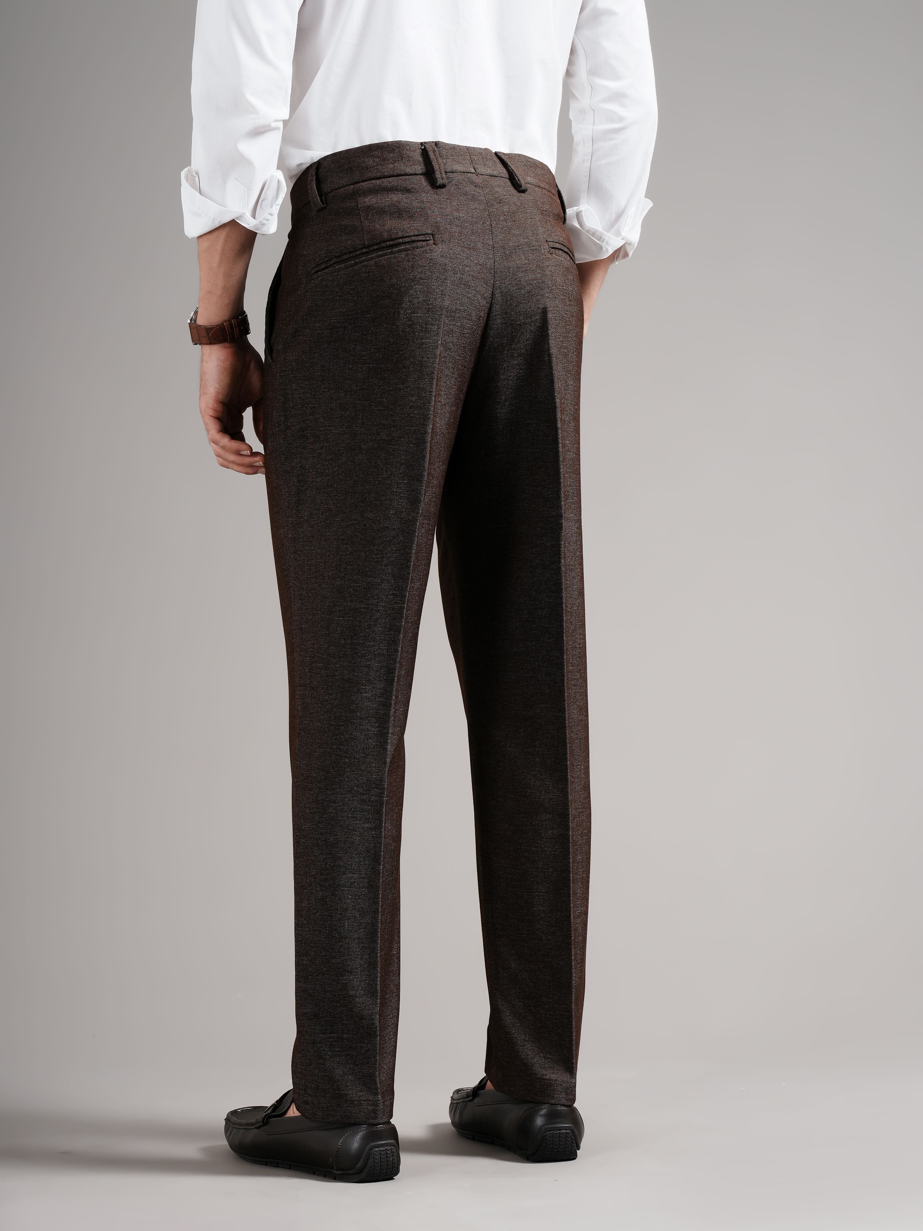 Men Brown Straight Fit Trousers