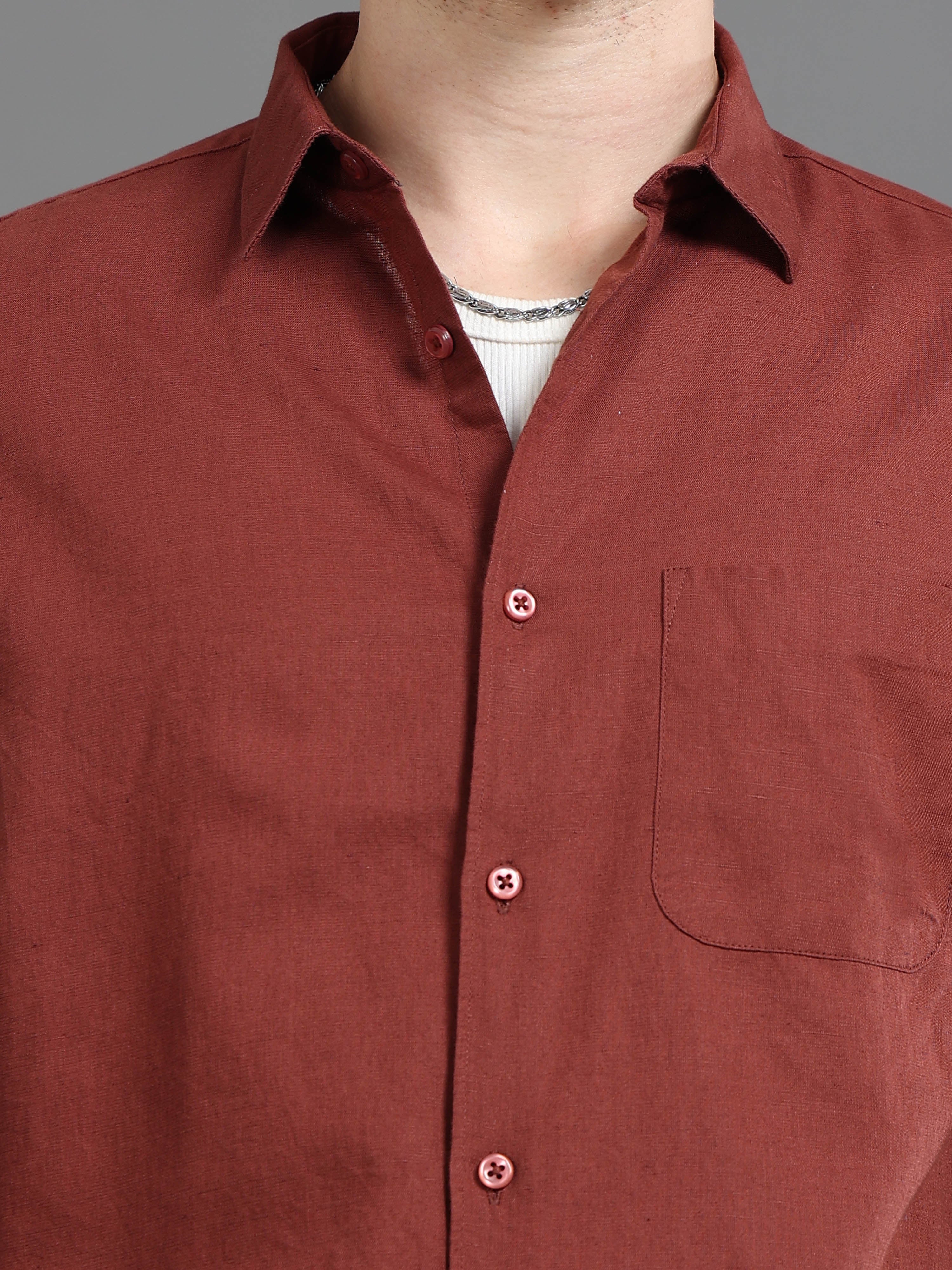 Men Rust Slim Fit Shirt