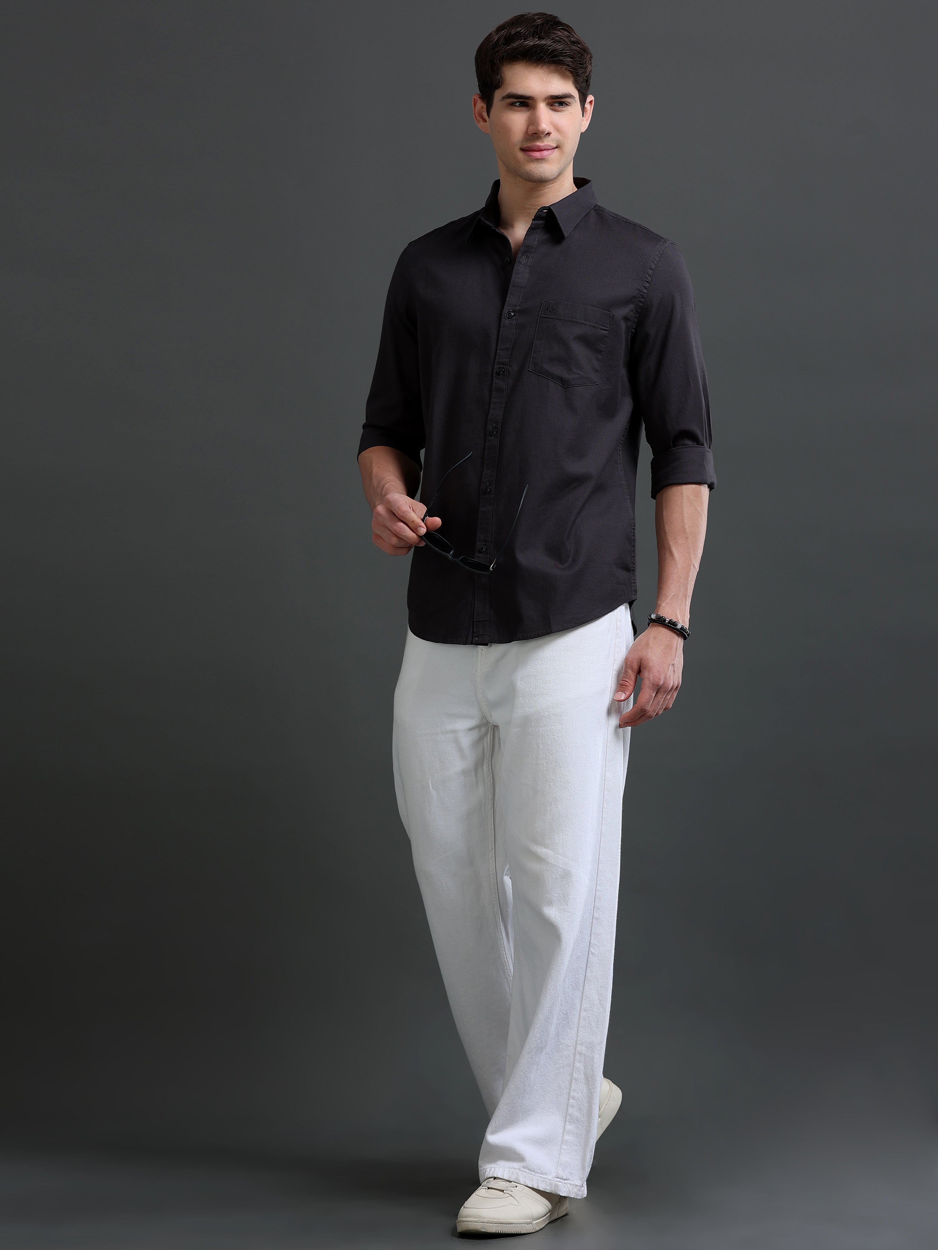 Men Grey Dobby Shirt