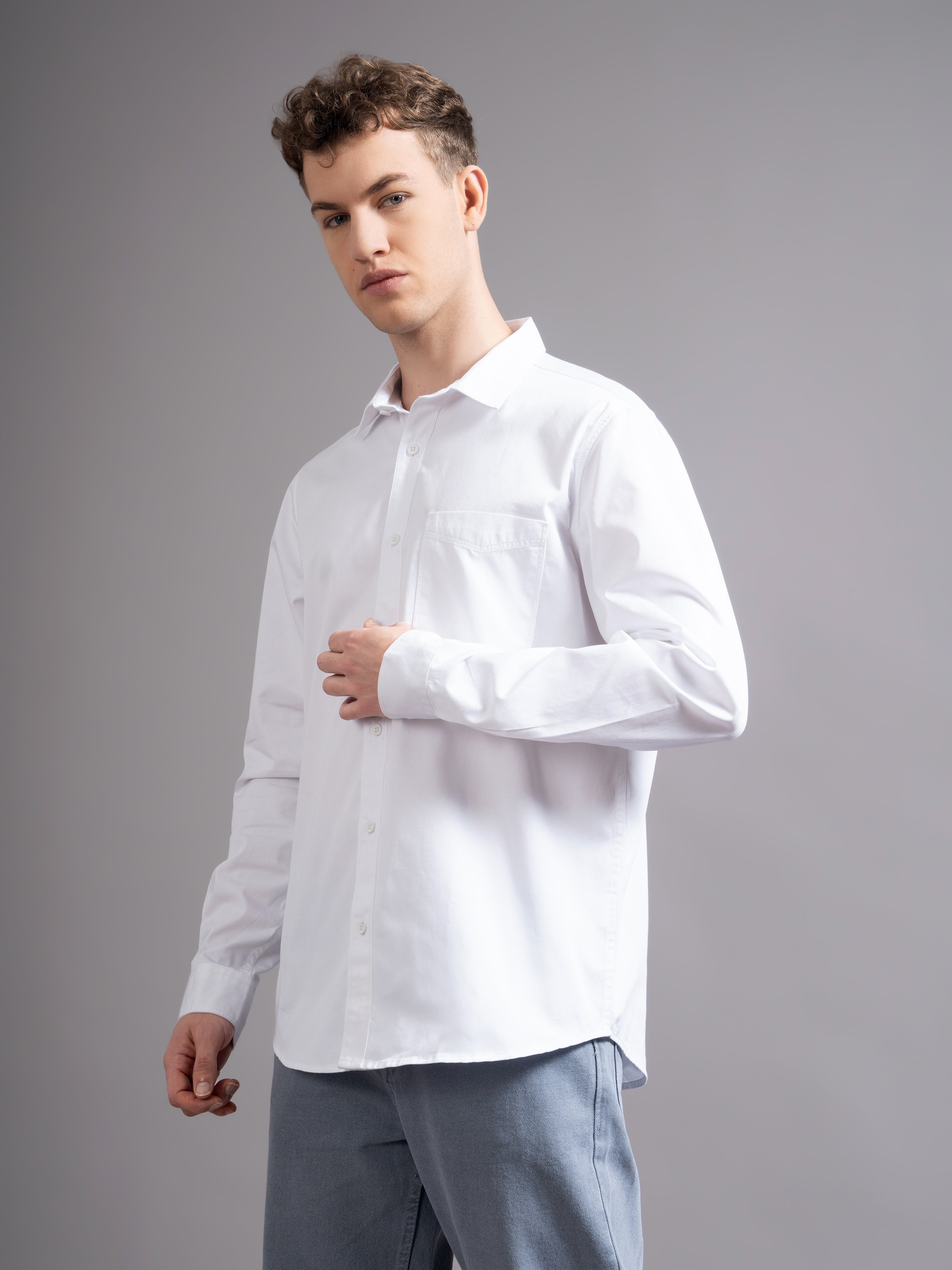 Men White Twill Shirt