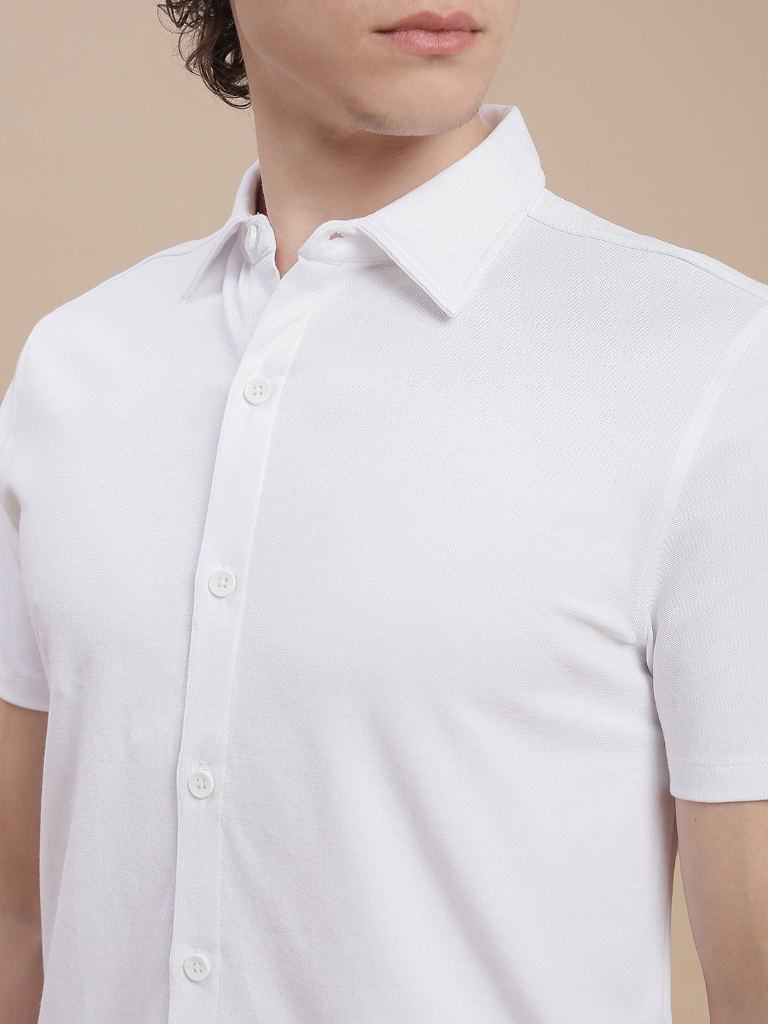 Men White Half Sleeve Shirt