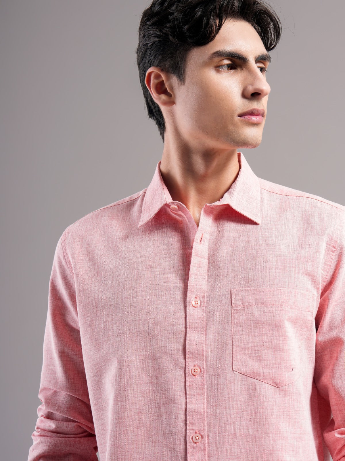 Men Mauve Solid Casual Shirt