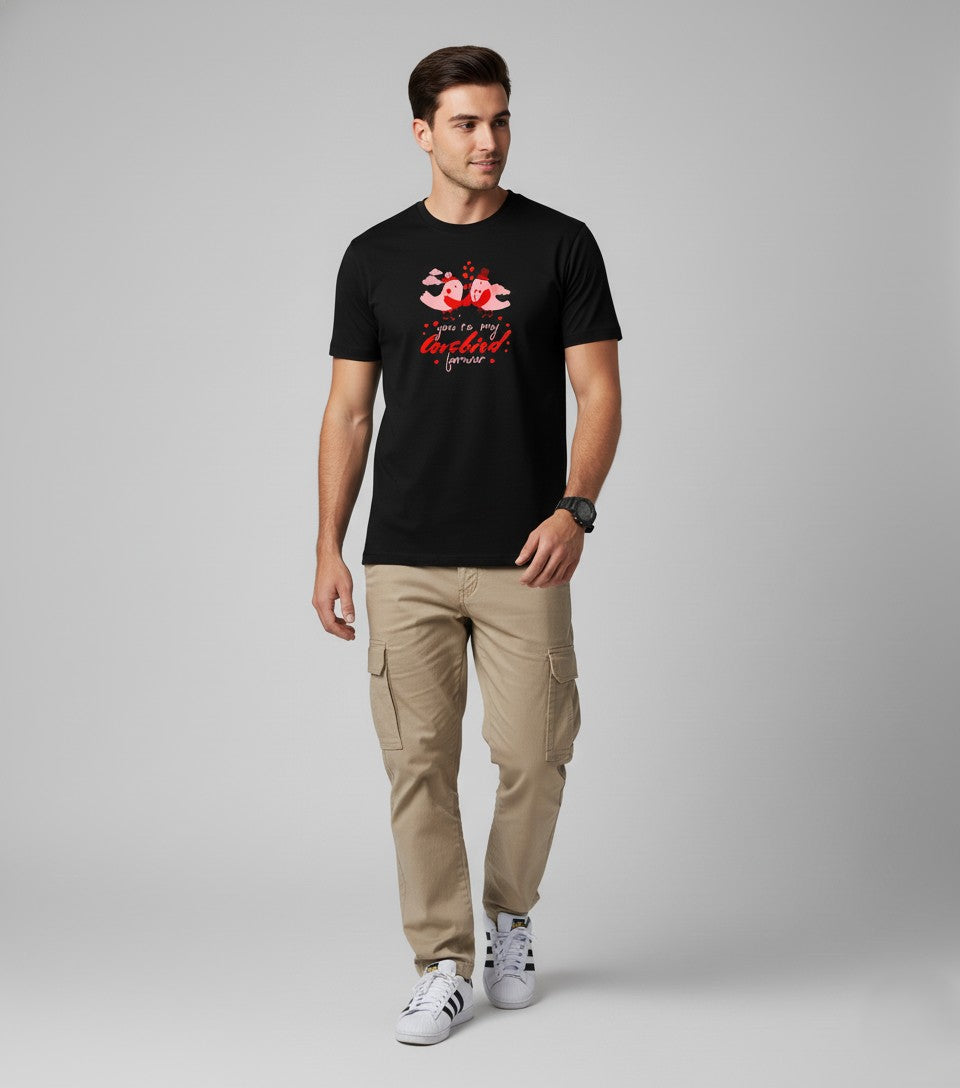 Men Printed Black Cotton Tshirt