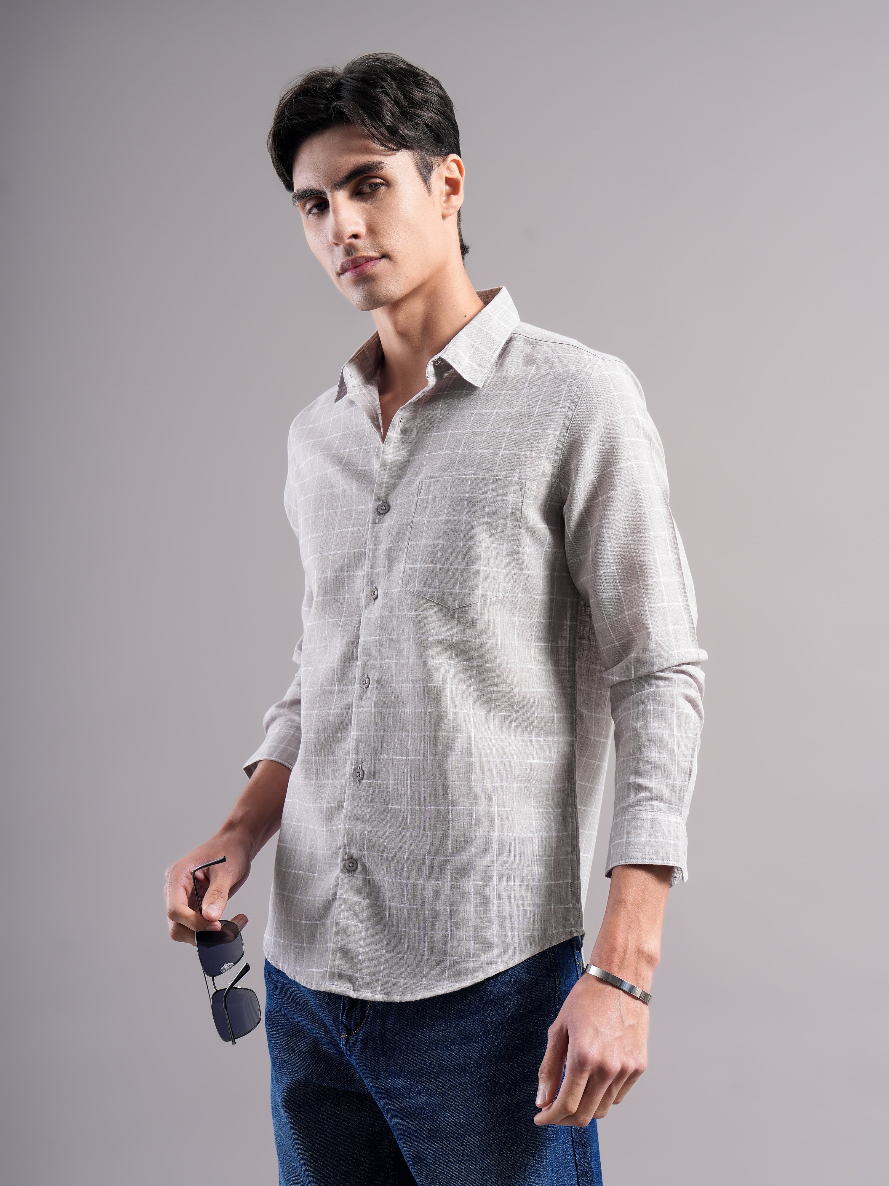 Men Polycotton Checked Shirts