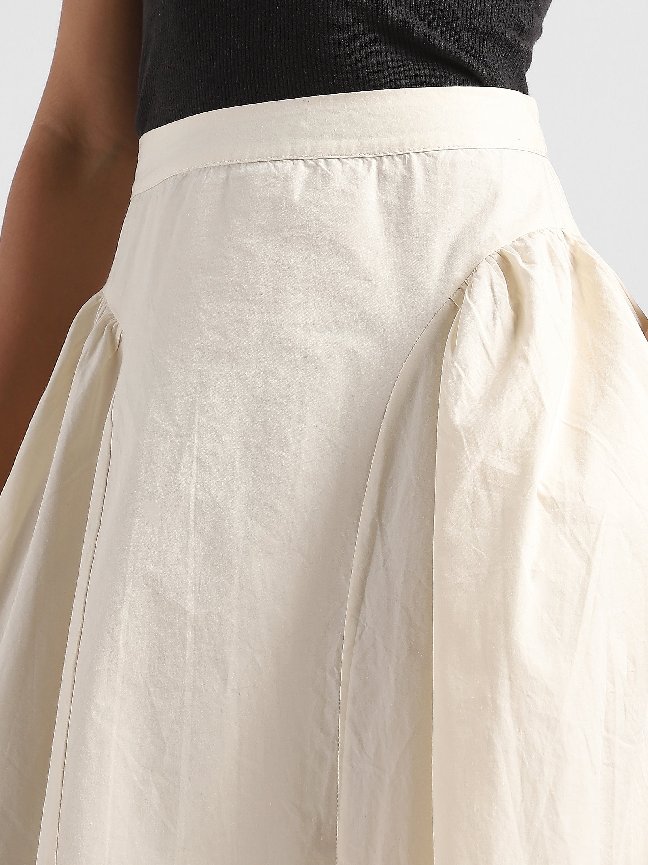 Women White Flared Maxi Skirt