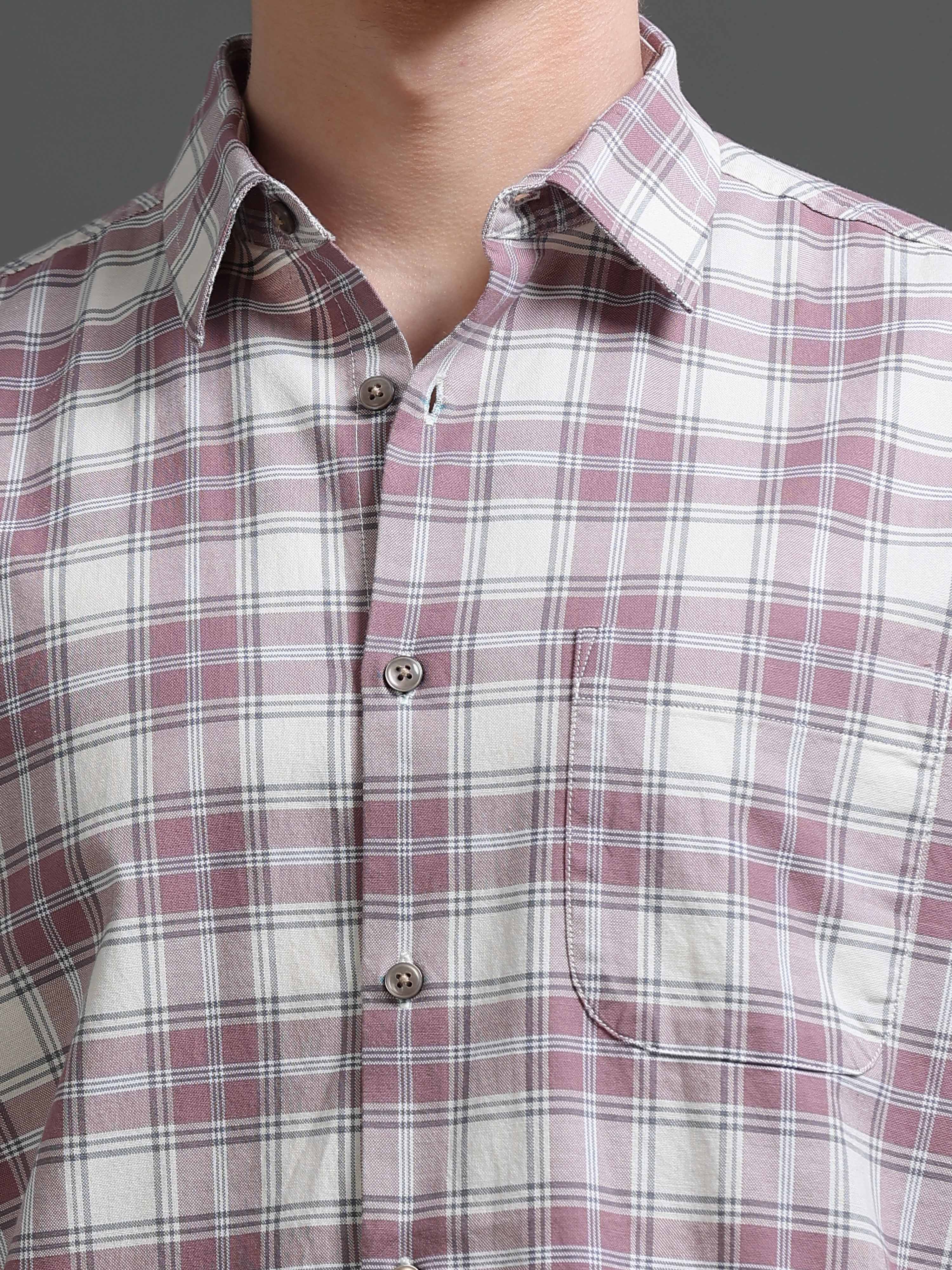 Men Mauve Check Shirt