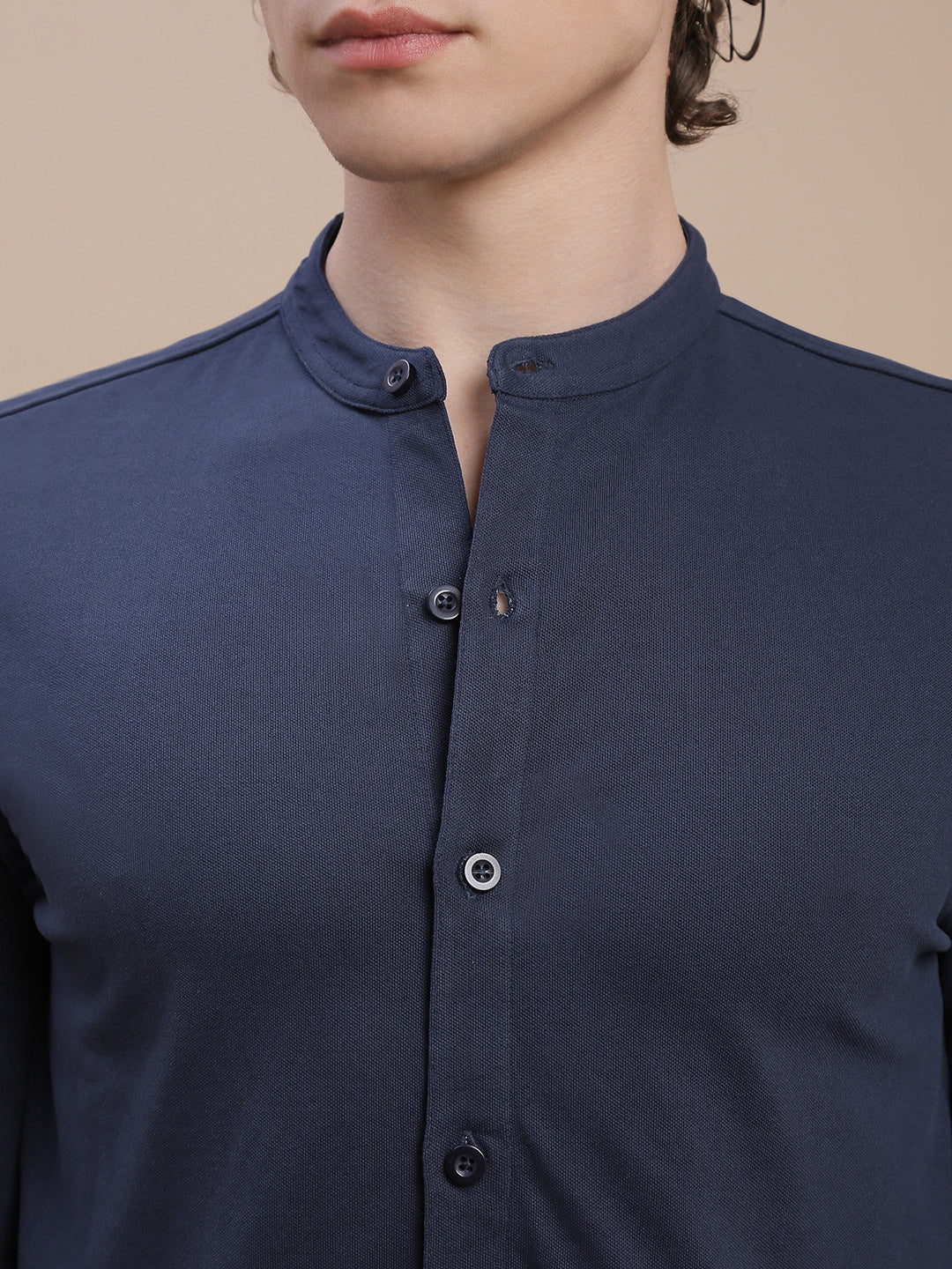 Men Navy Full Sleeve Shirt