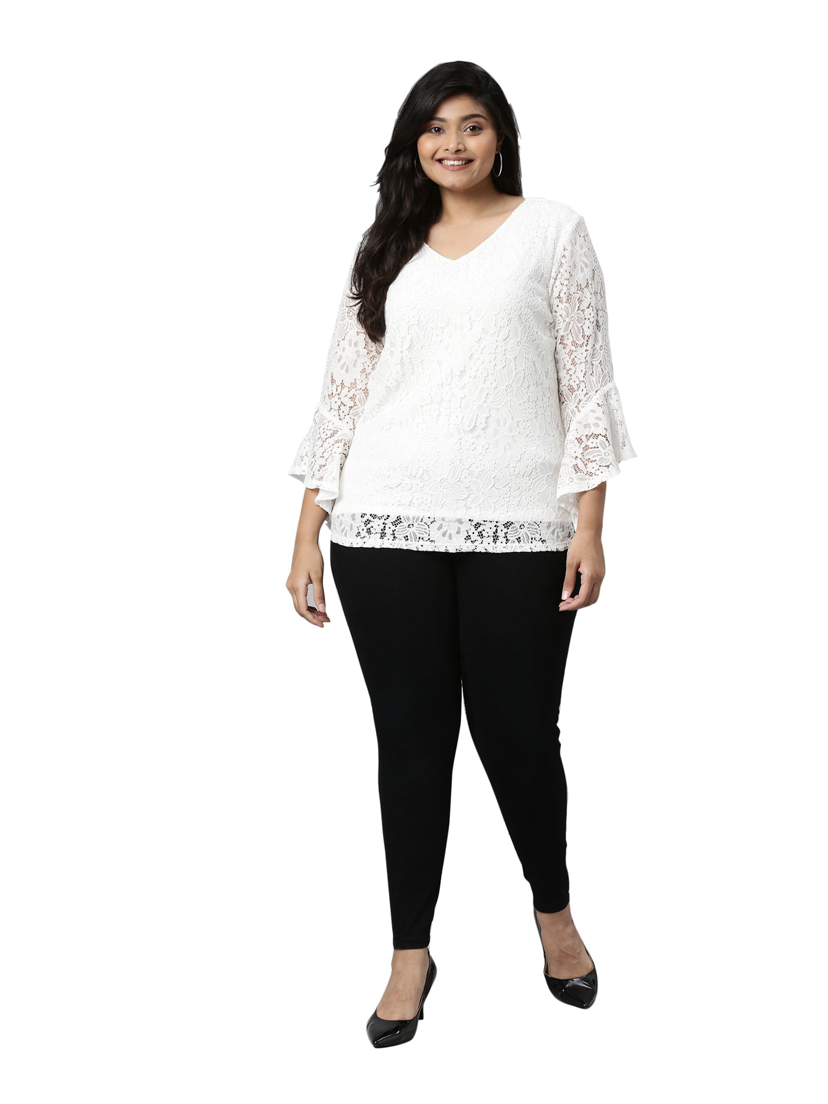 Women White Lace Top