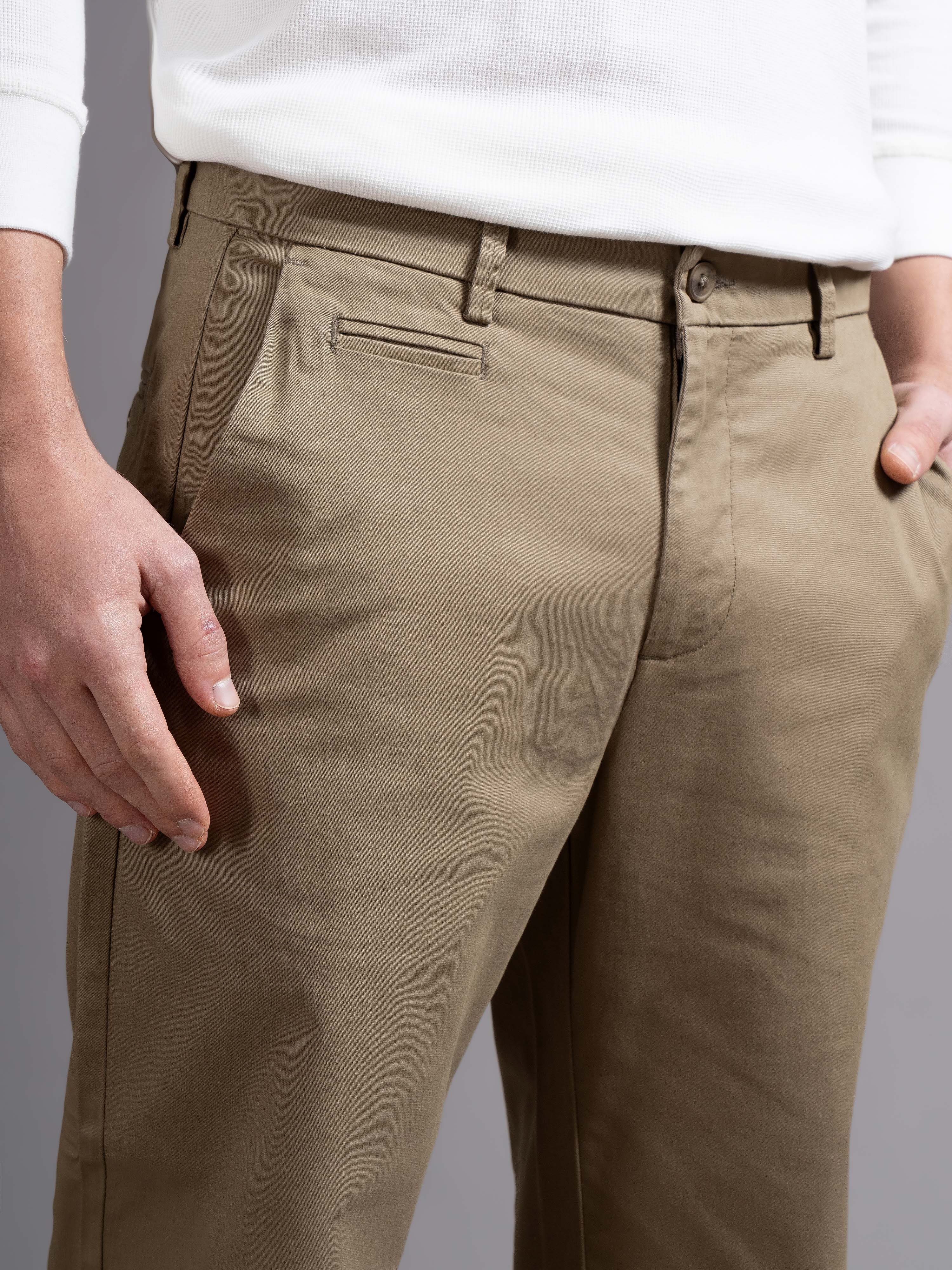 Men Khaki Smart Slim Fit Chinos