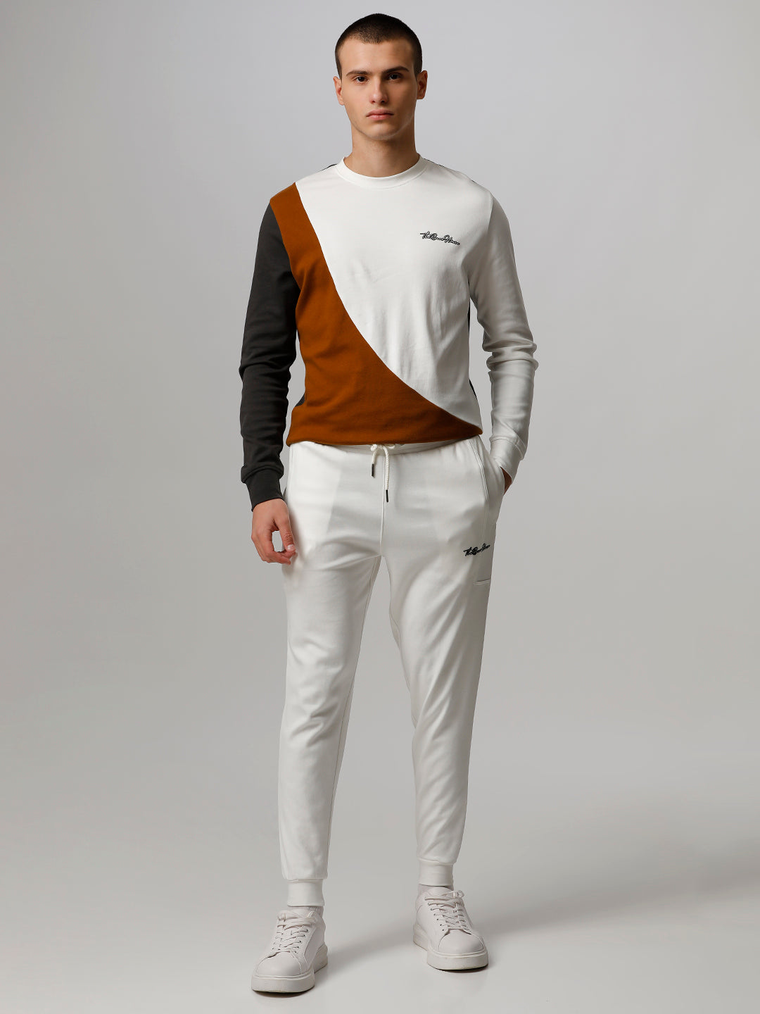 Men Ardor Edition White Solid Slim Fit Track Pants