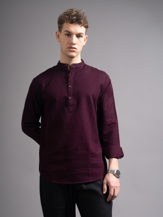 Men Burgundy Kurta Shirt