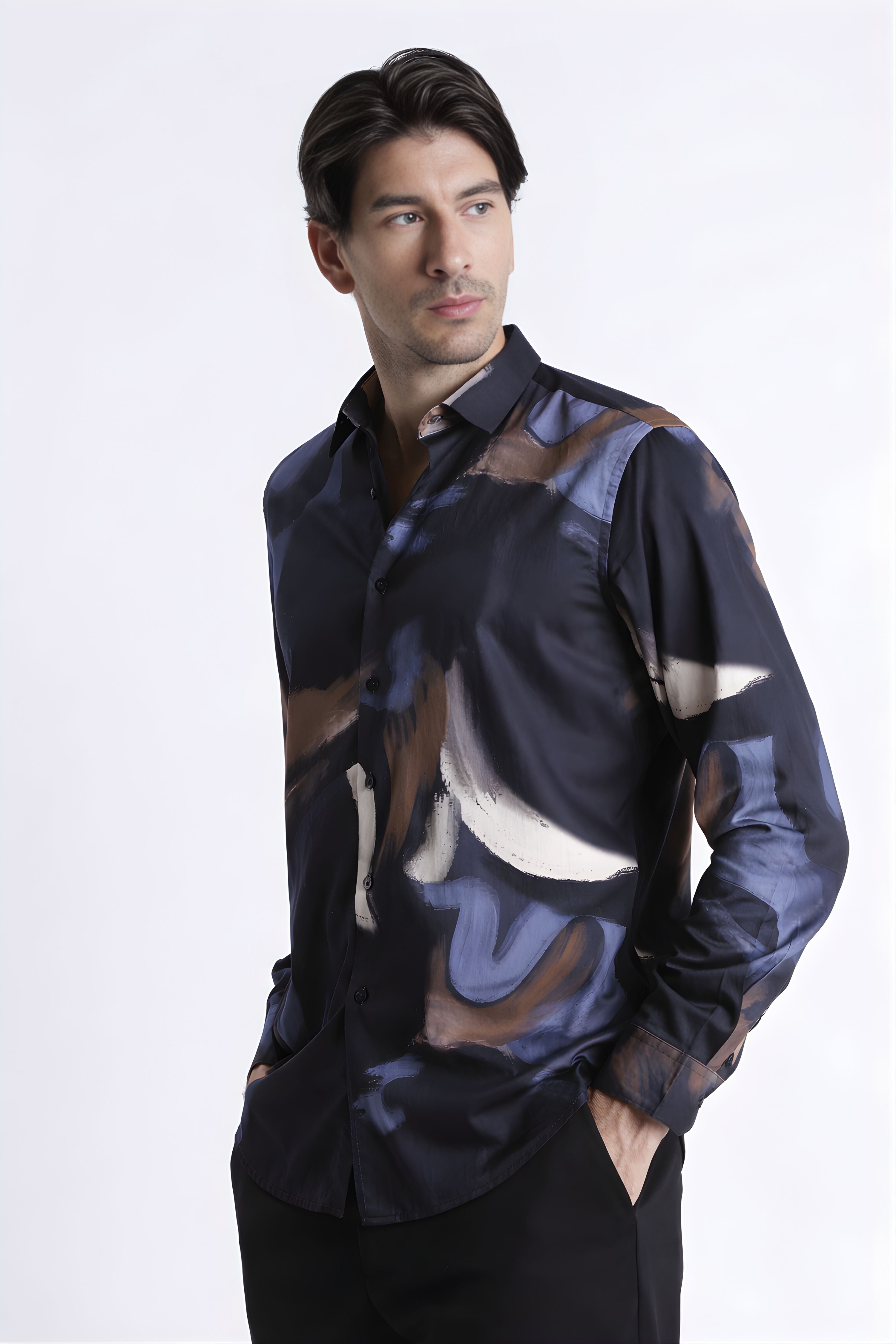 Men Refined Floral Digital Print Shirt