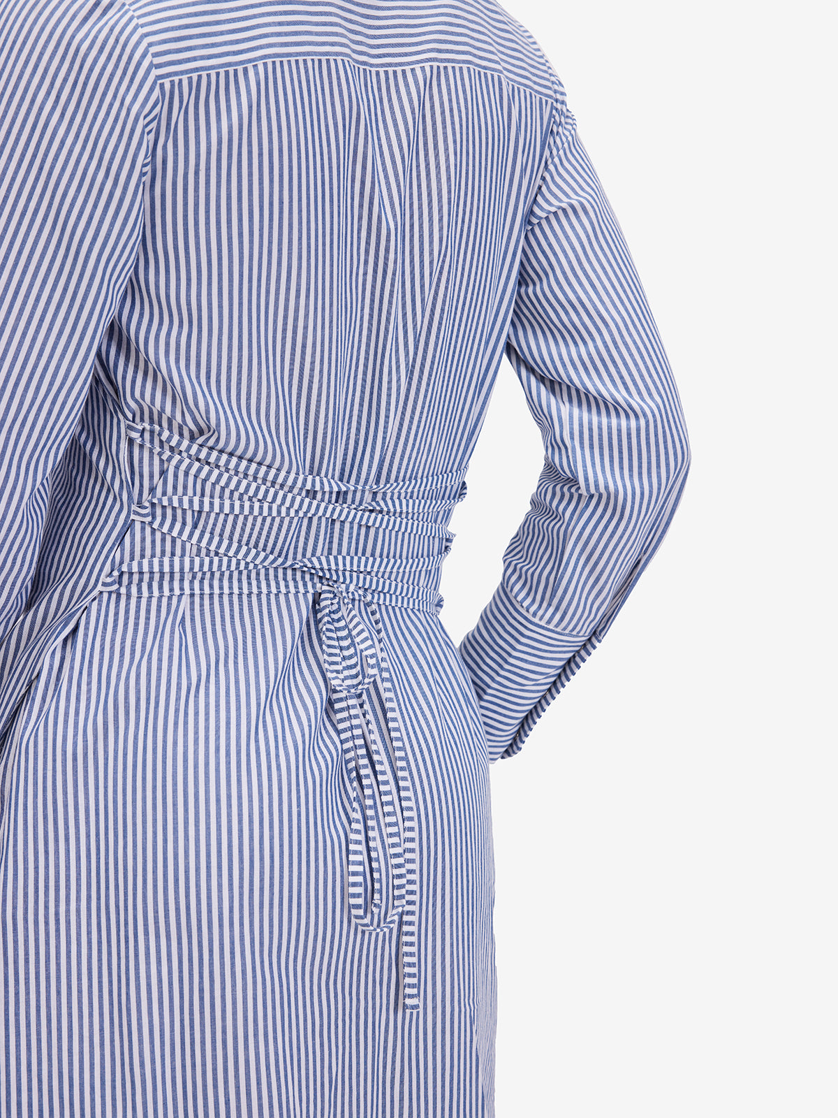 Women Blue Striped Tie-Back Shirt Dress