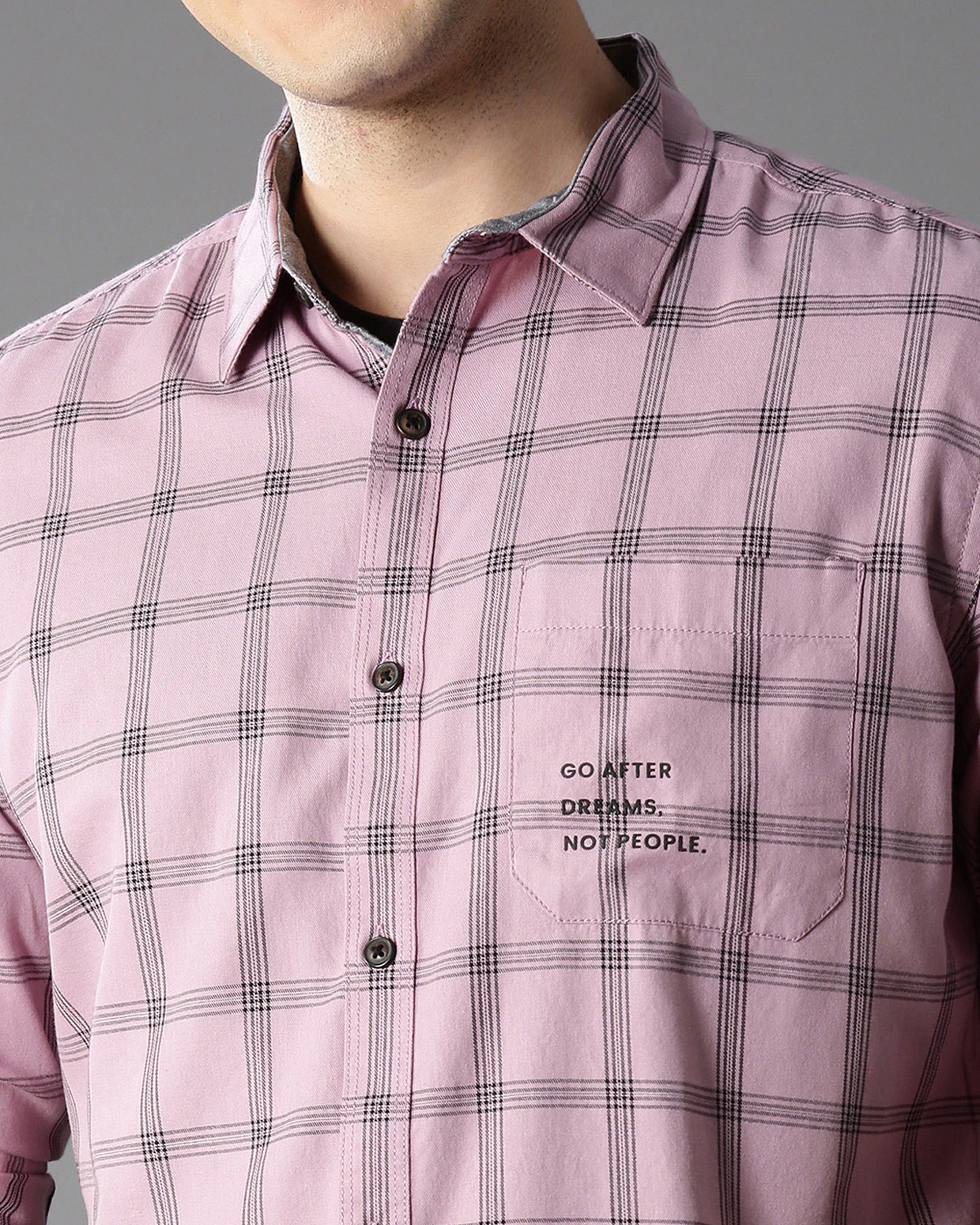 Men Pink Cotton Slim Shirt