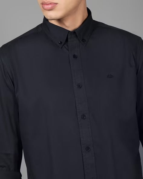 Men Navy Blue Cotton Twill Shirt