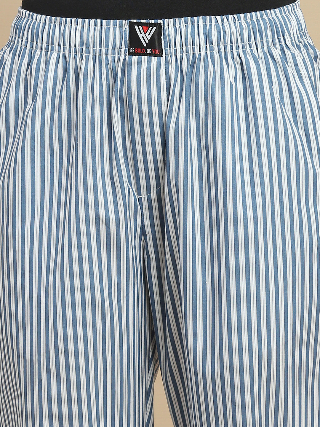 Women Blue & White Striped Cotton Pyjamas