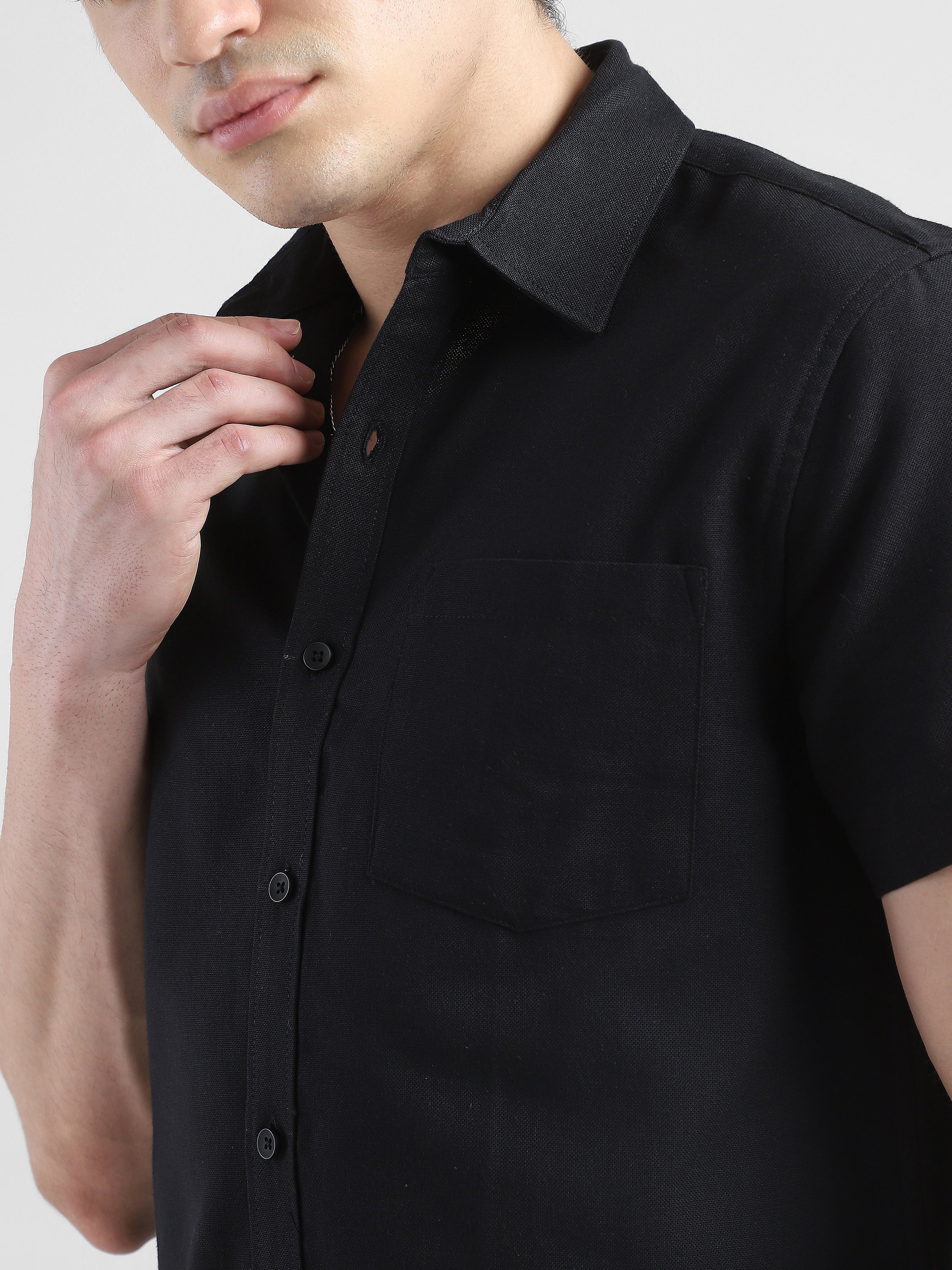 Men Black Regular Fit Shirt