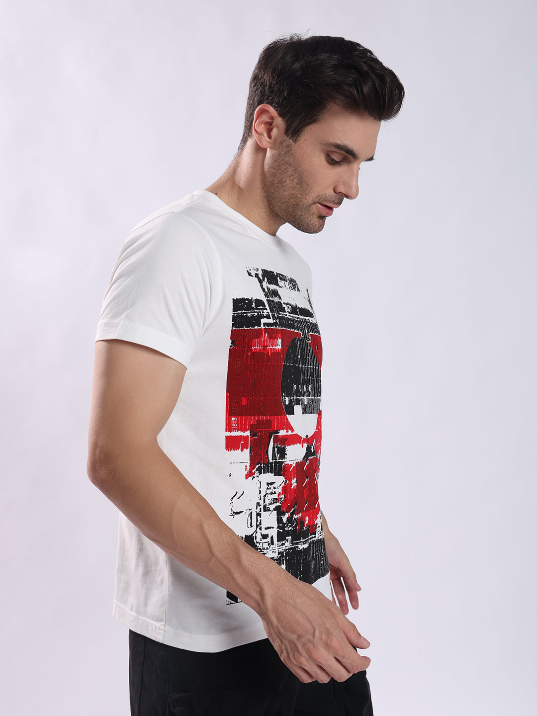 Men White Cotton Regular T-Shirt