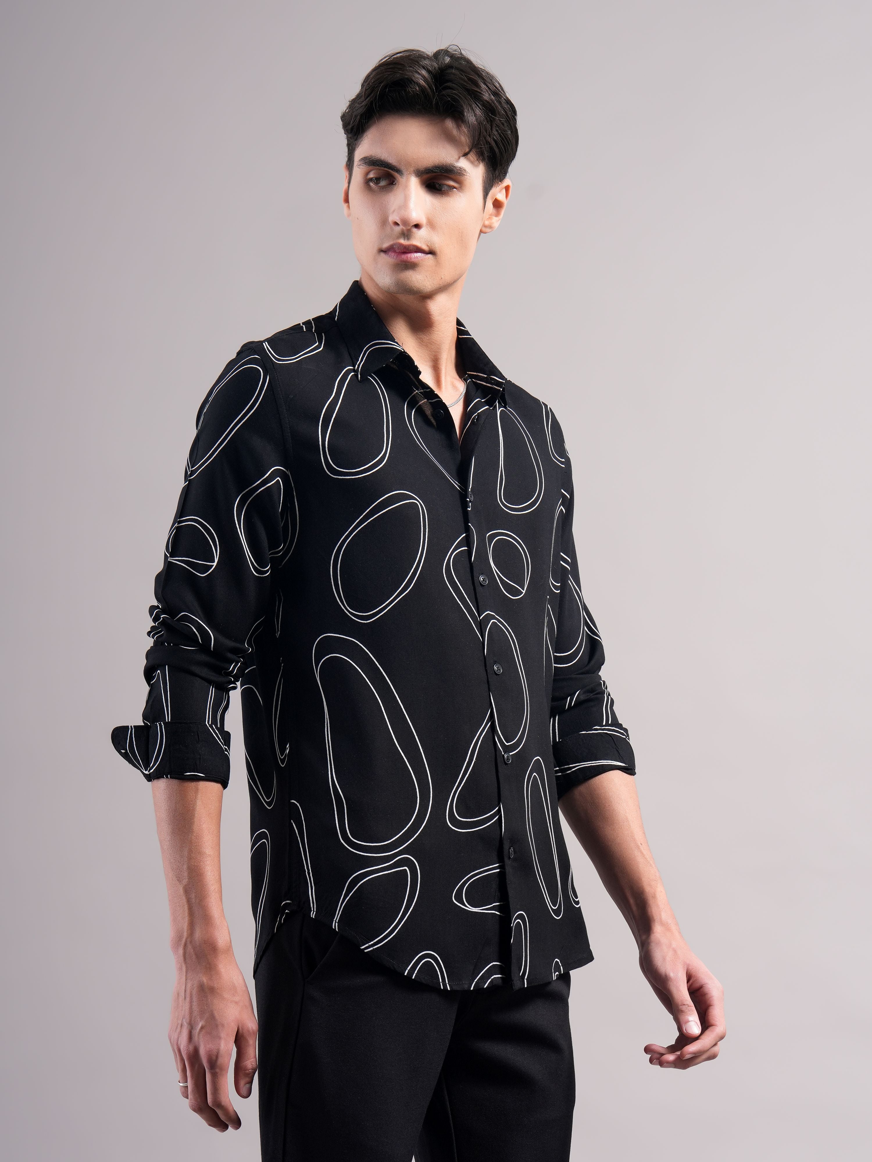 Men Black Printed Casual Shirt