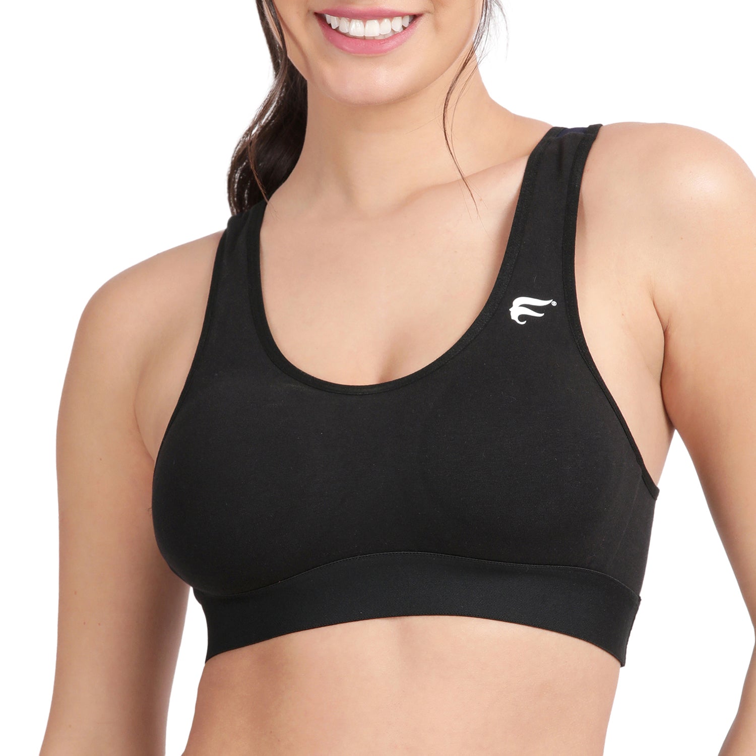 Non-padded Non-wired Full Coverage Removable Racer Back Sports Bra