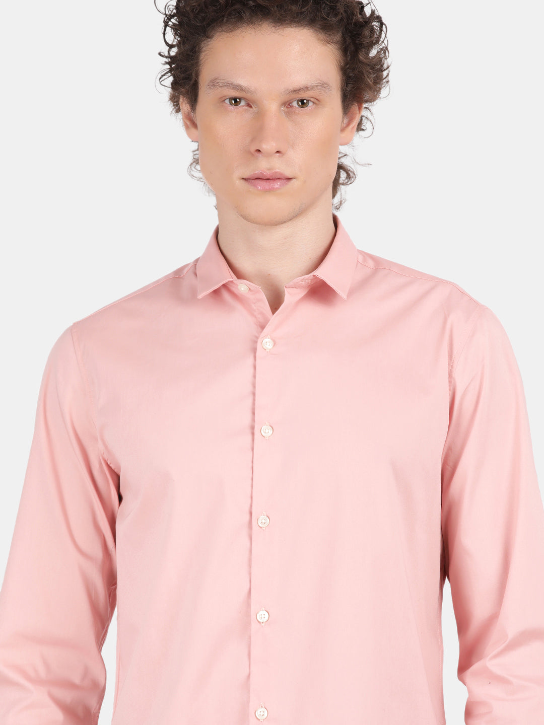 Men Coral Slim Fit Spread Collar Full Sleeve Casual Shirt