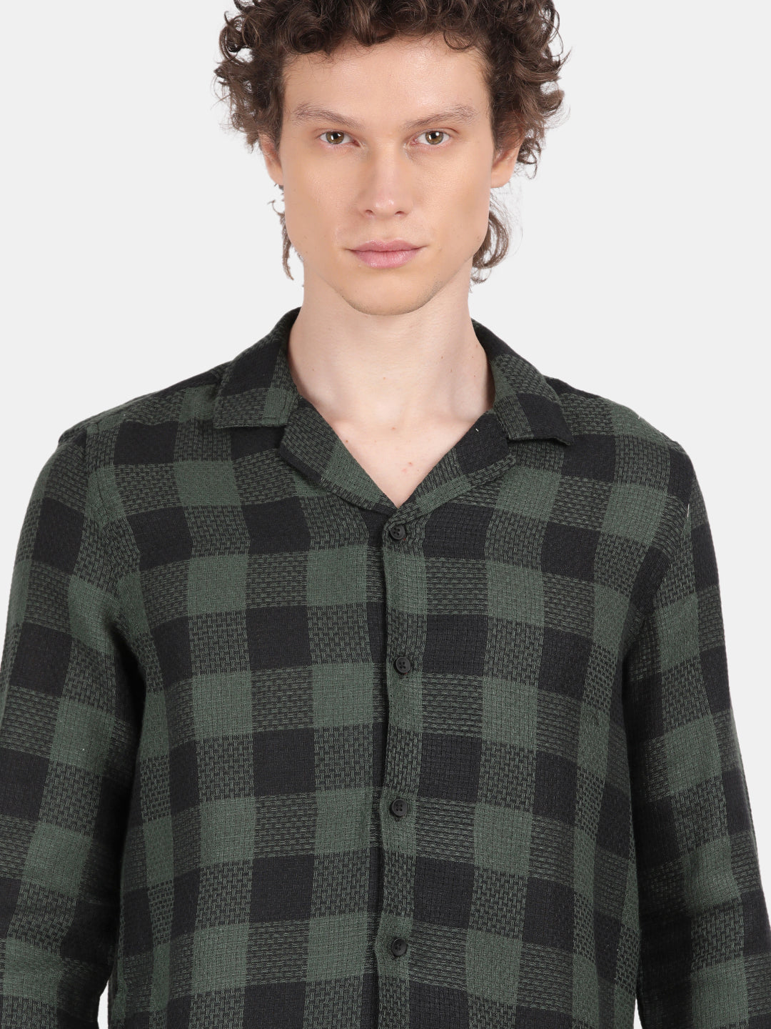 Men Blue Slim Fit Lapel Collar Full Sleeve Casual Shirt