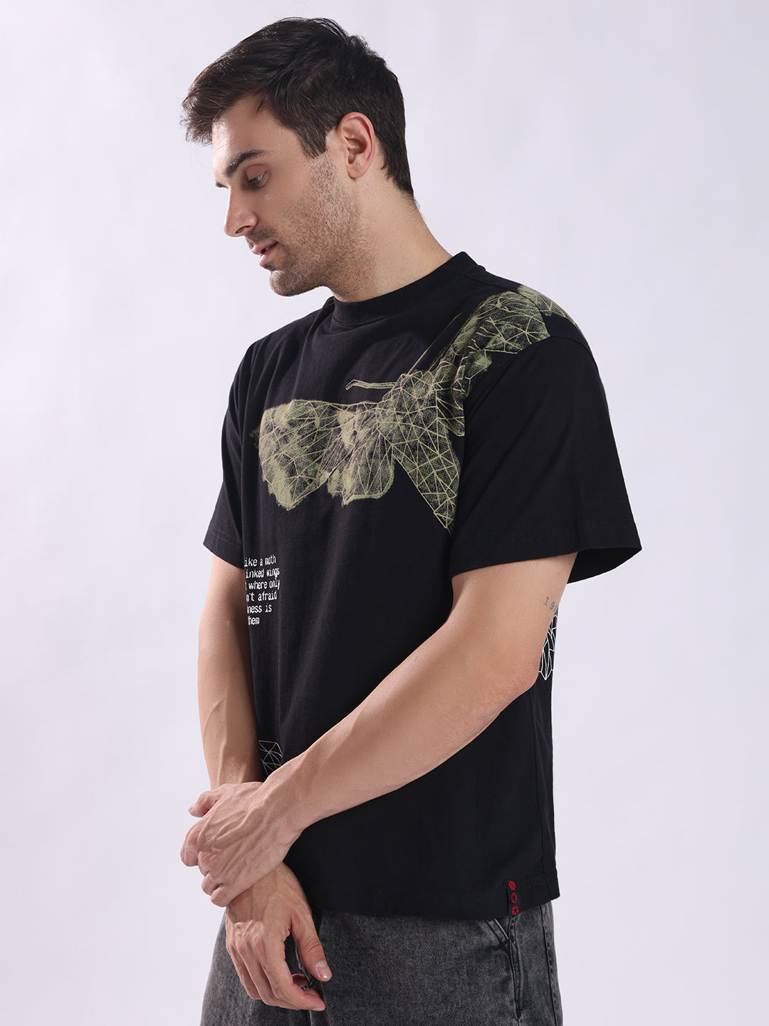 Men Black Cotton Oversized T-Shirt