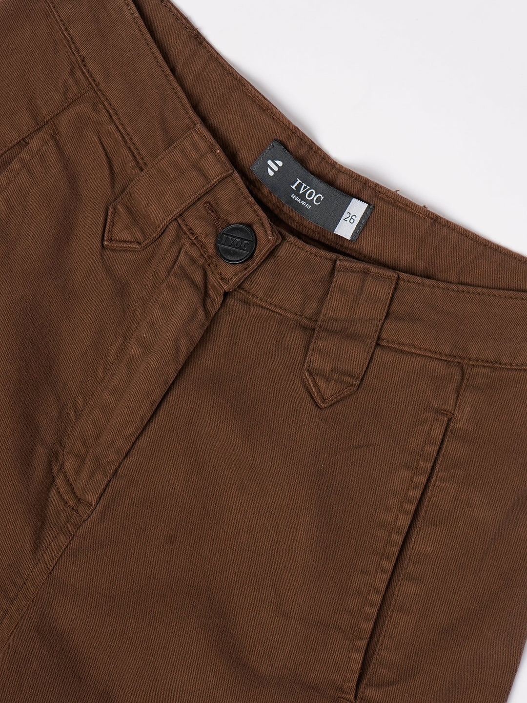 Women Brown Cargo Trouser with Waistband detailing