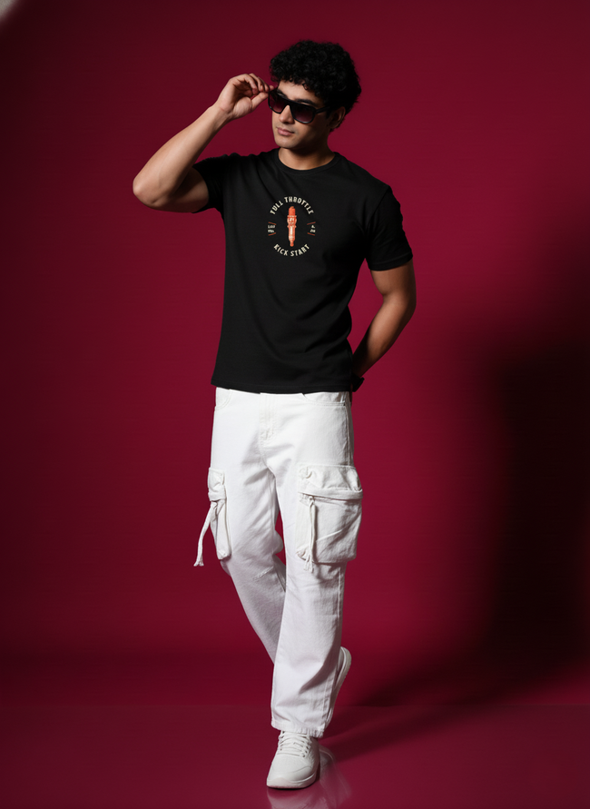 Men Round Neck Cotton T-Shirt