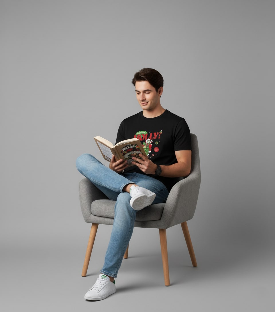 Men Printed Black Cotton Tshirt