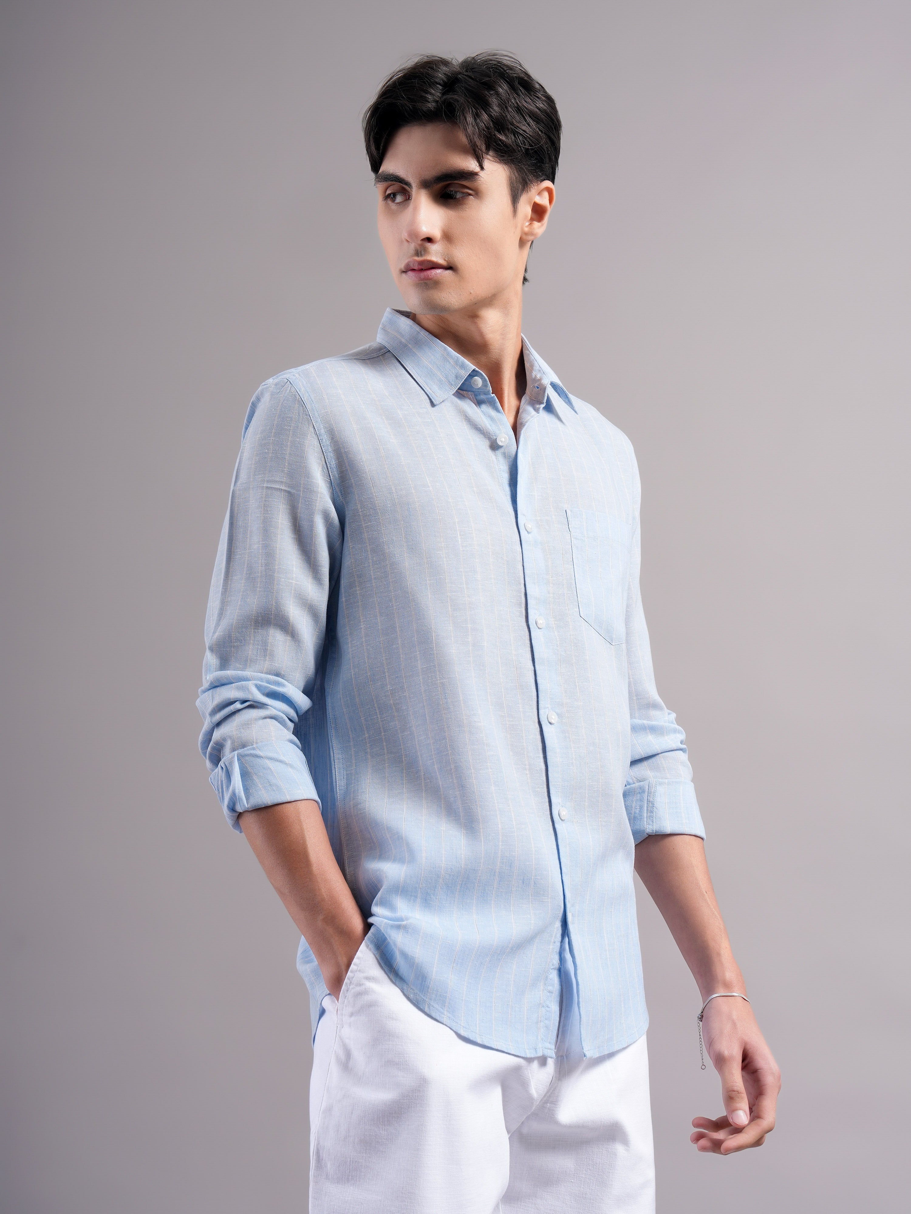 Men Lyocell Striped Shirts