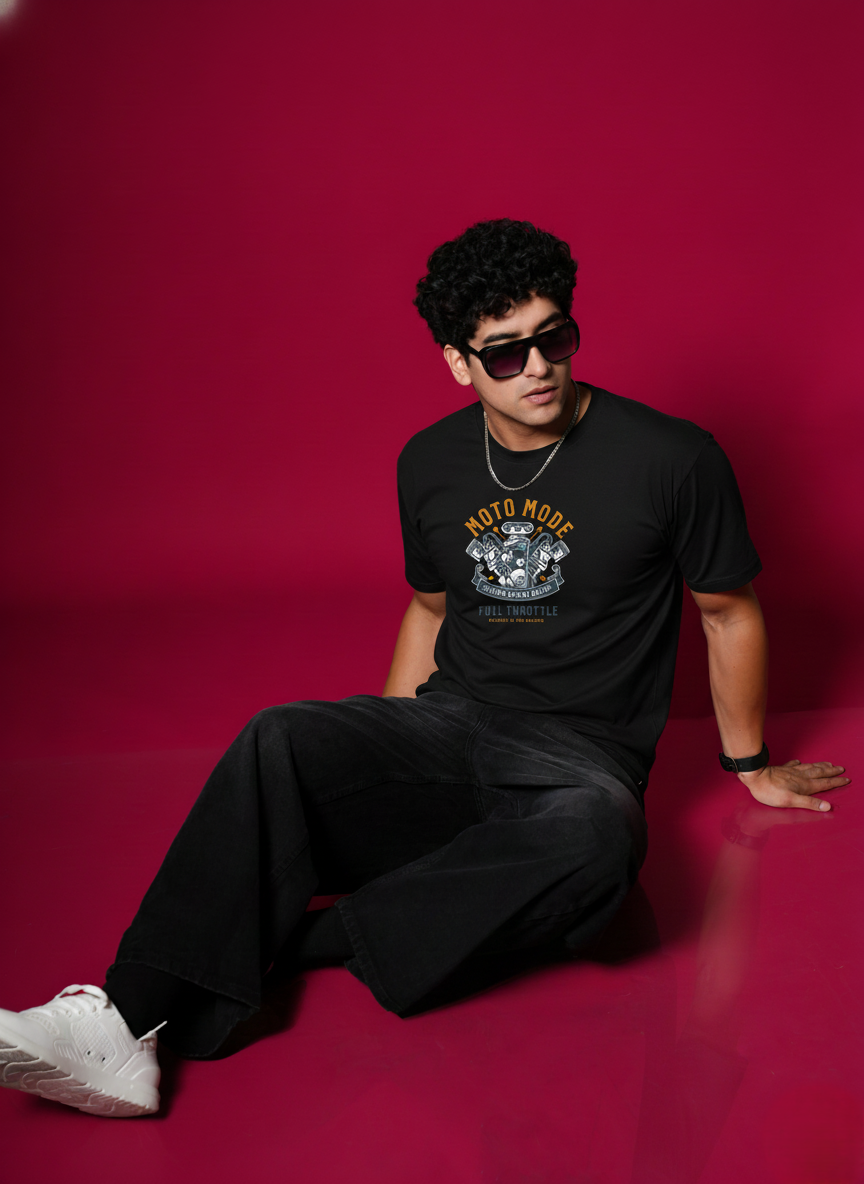 Men Round Neck Cotton T-Shirt