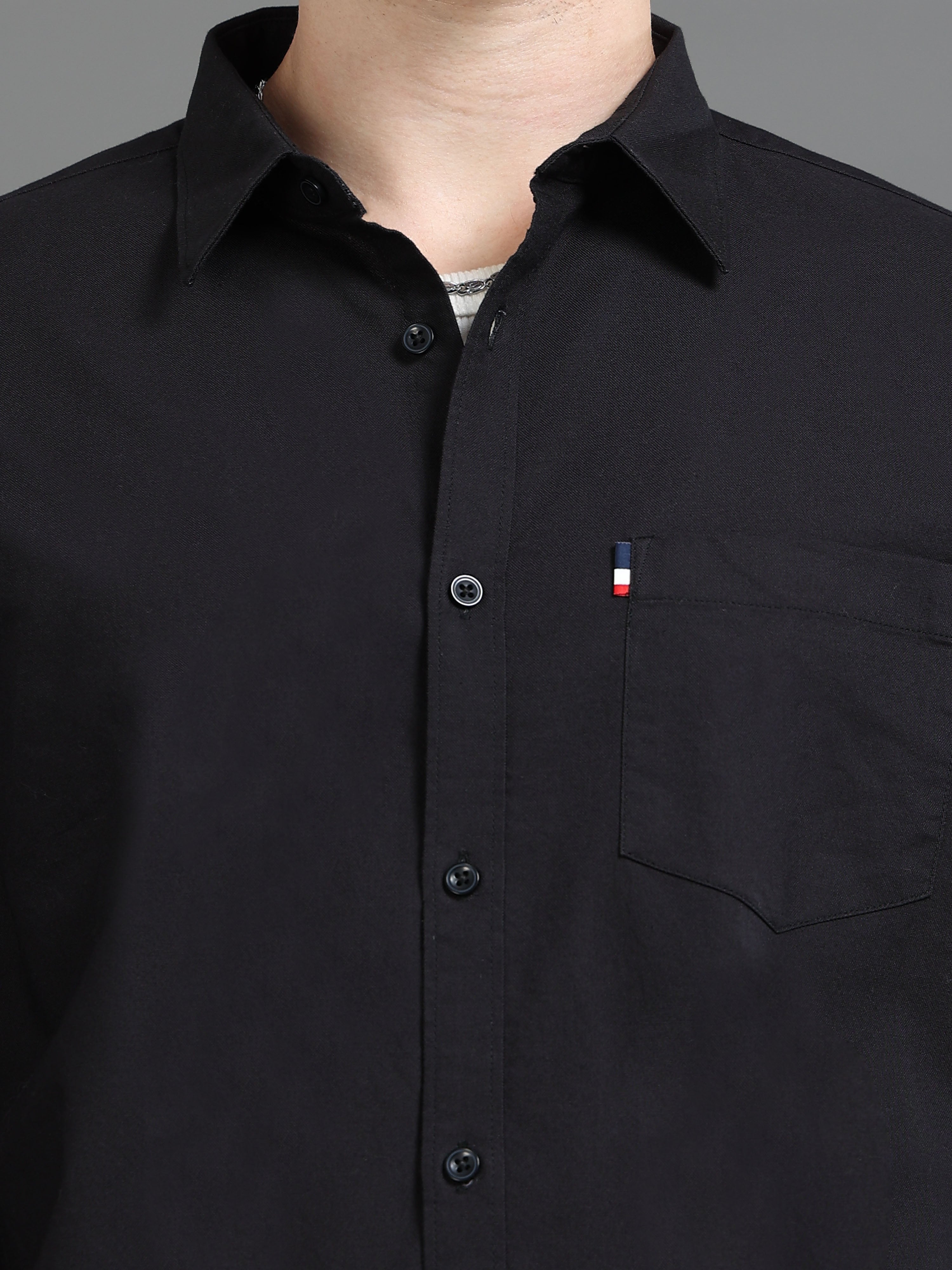 Men Black Plain Shirt
