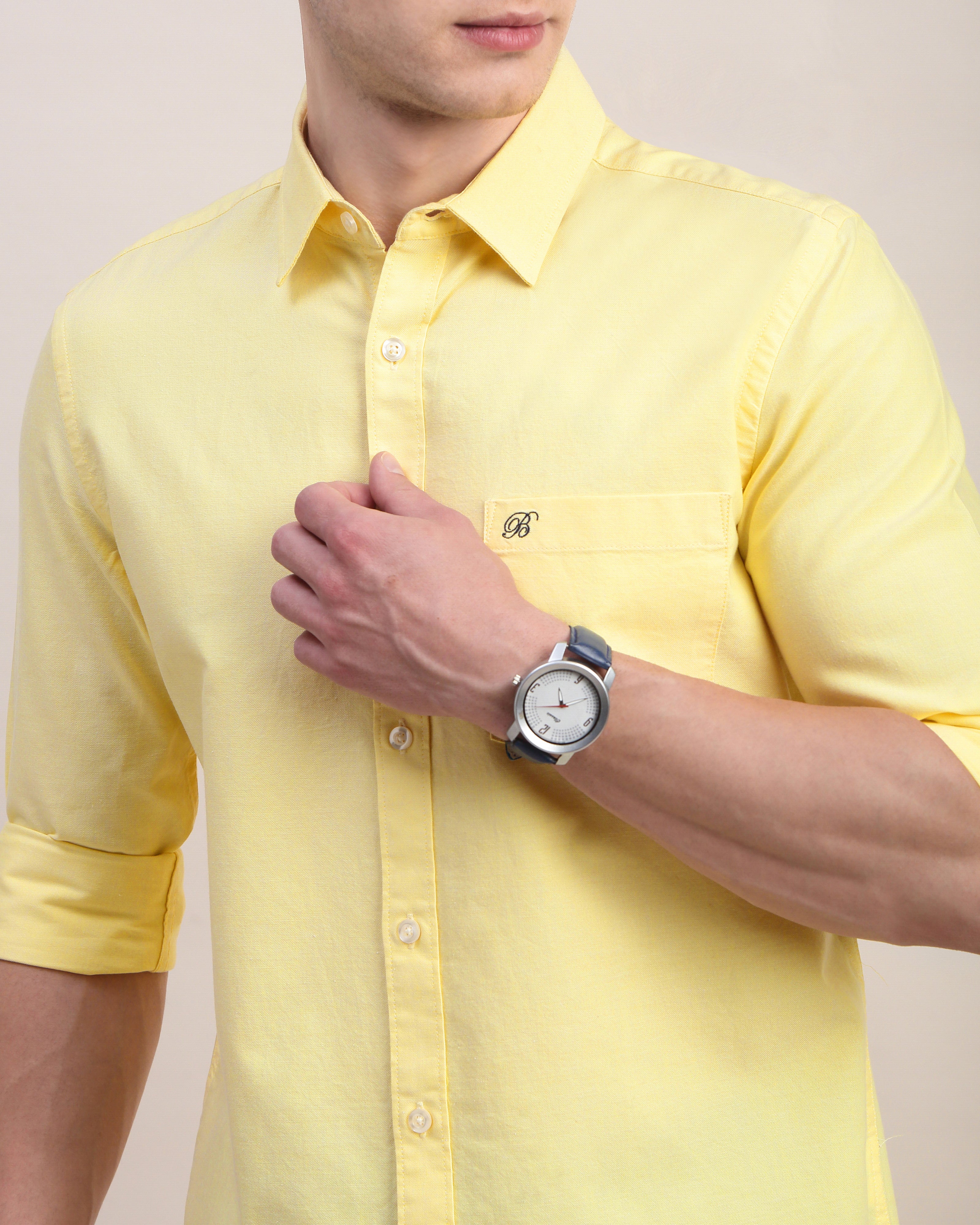 Men Yellow Oxford Shirt