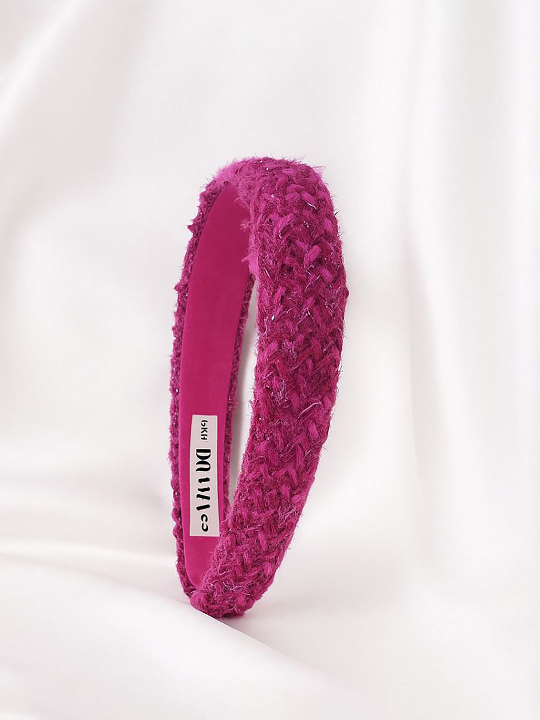 Women Pink Tweed Puff Hair Band