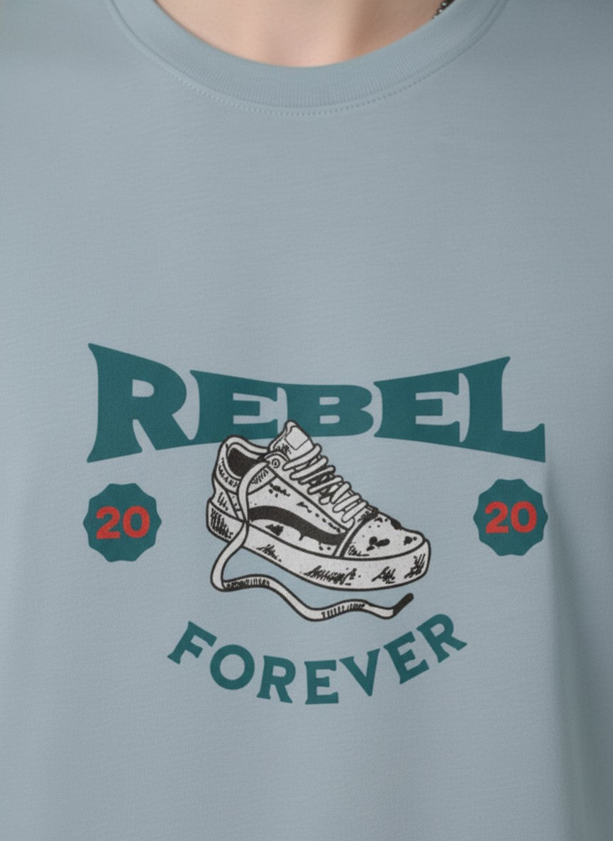 Men Cotton Ice Blue T-Shirt